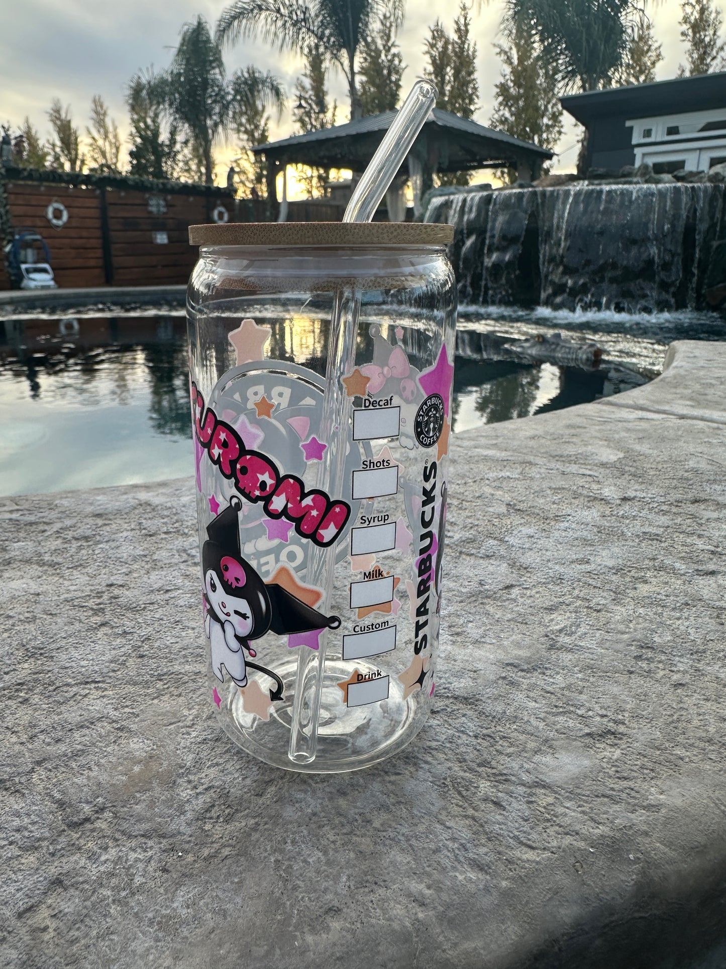 Kuromi glass can 16oz