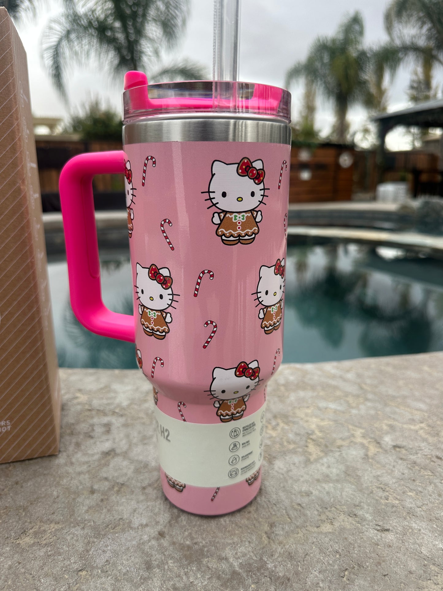 Hello Kitty X Stanley Inspired 40oz Christmas pink NEW STYLE!