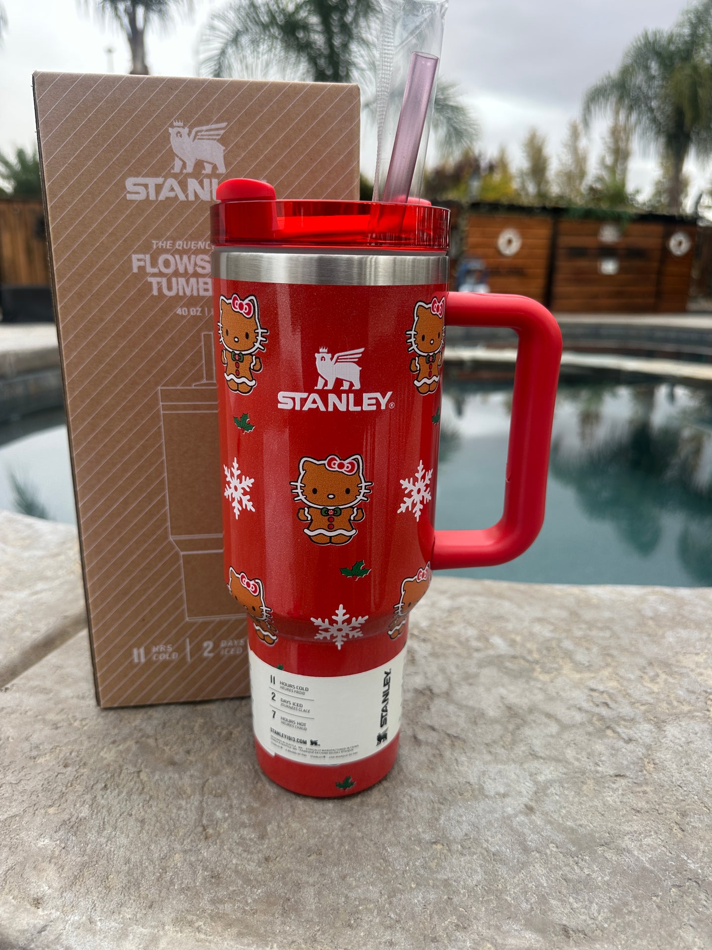 Hello Kitty X Stanley Inspired 40oz Christmas RED Gingerbread NEW STYLE!