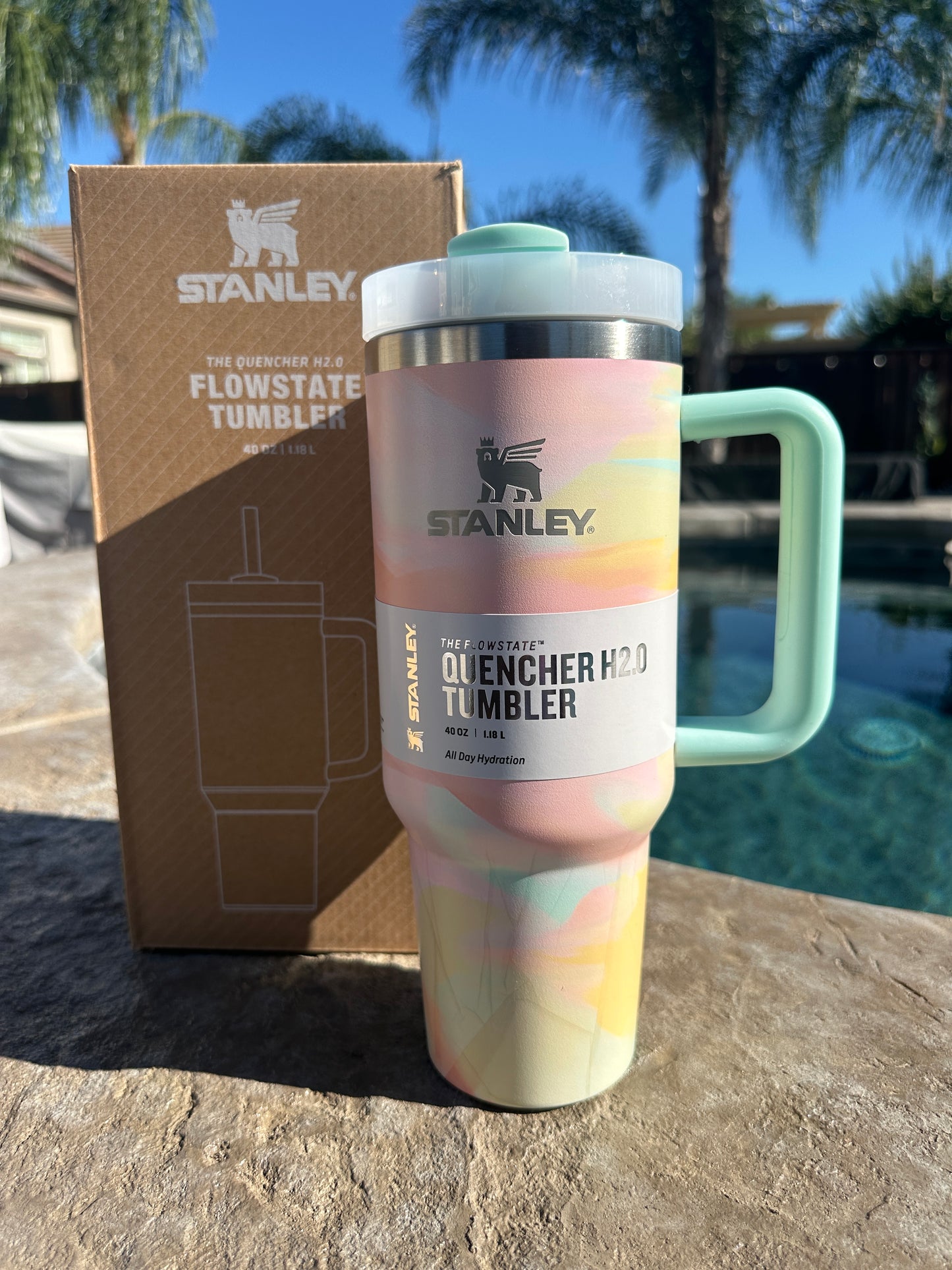 Stanley inspired 40oz WARM SERENE BRUSHSTROKES Quencher Tumbler - 'Taylor Swift' *LIMITED