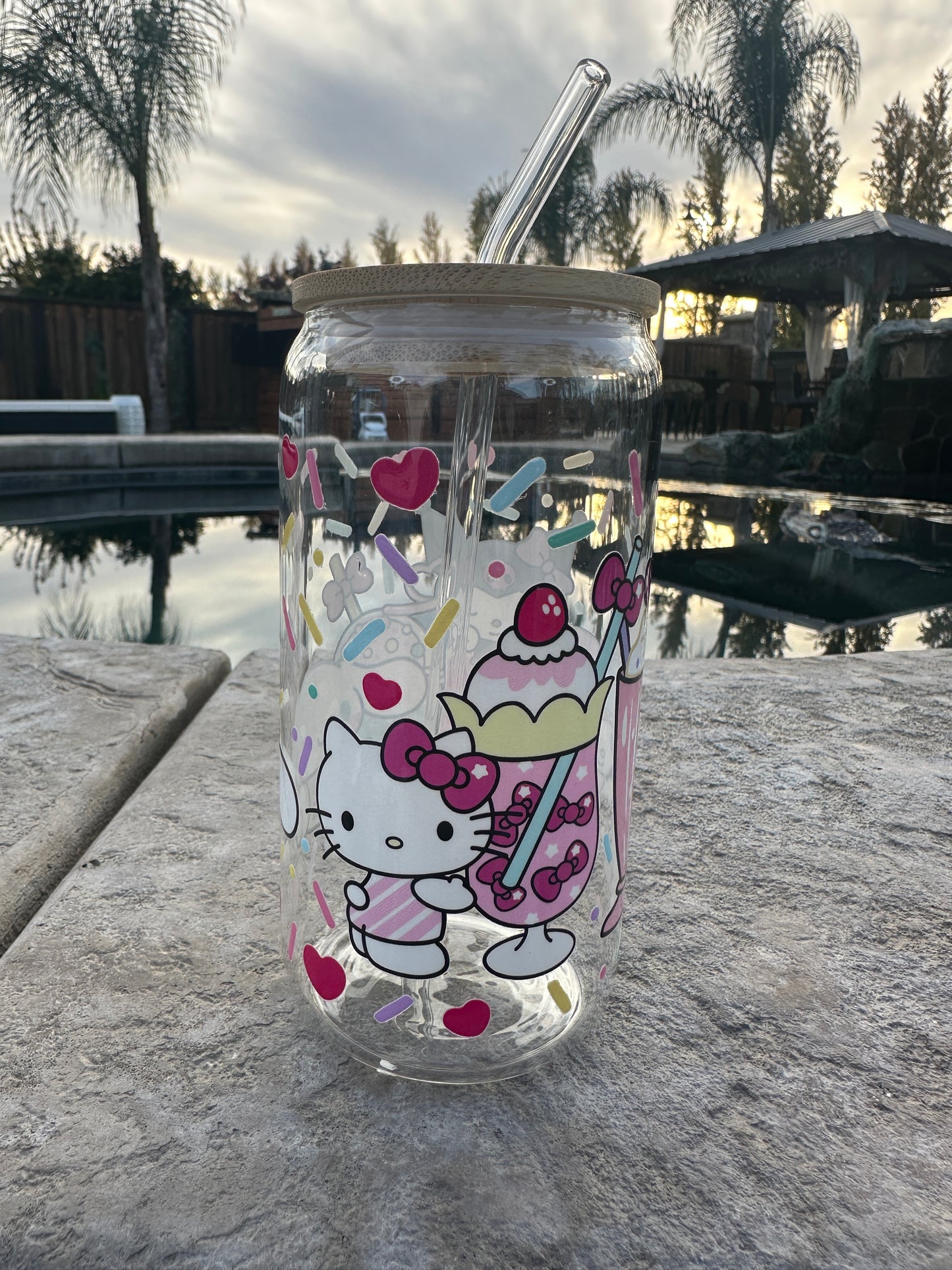 Milkshake Party kawaii kitty glass Libby can