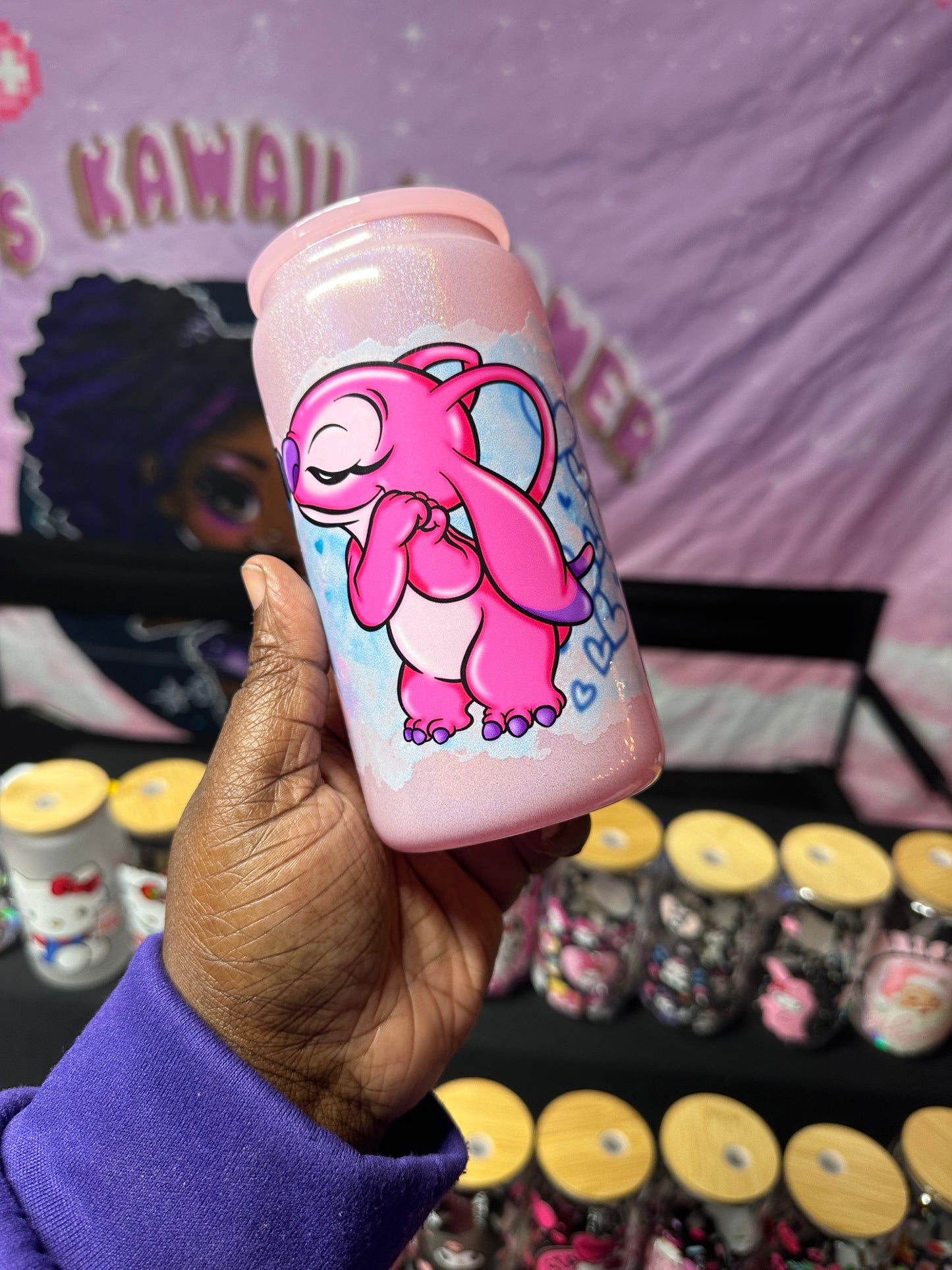 Stitch x Angel glass can 16oz