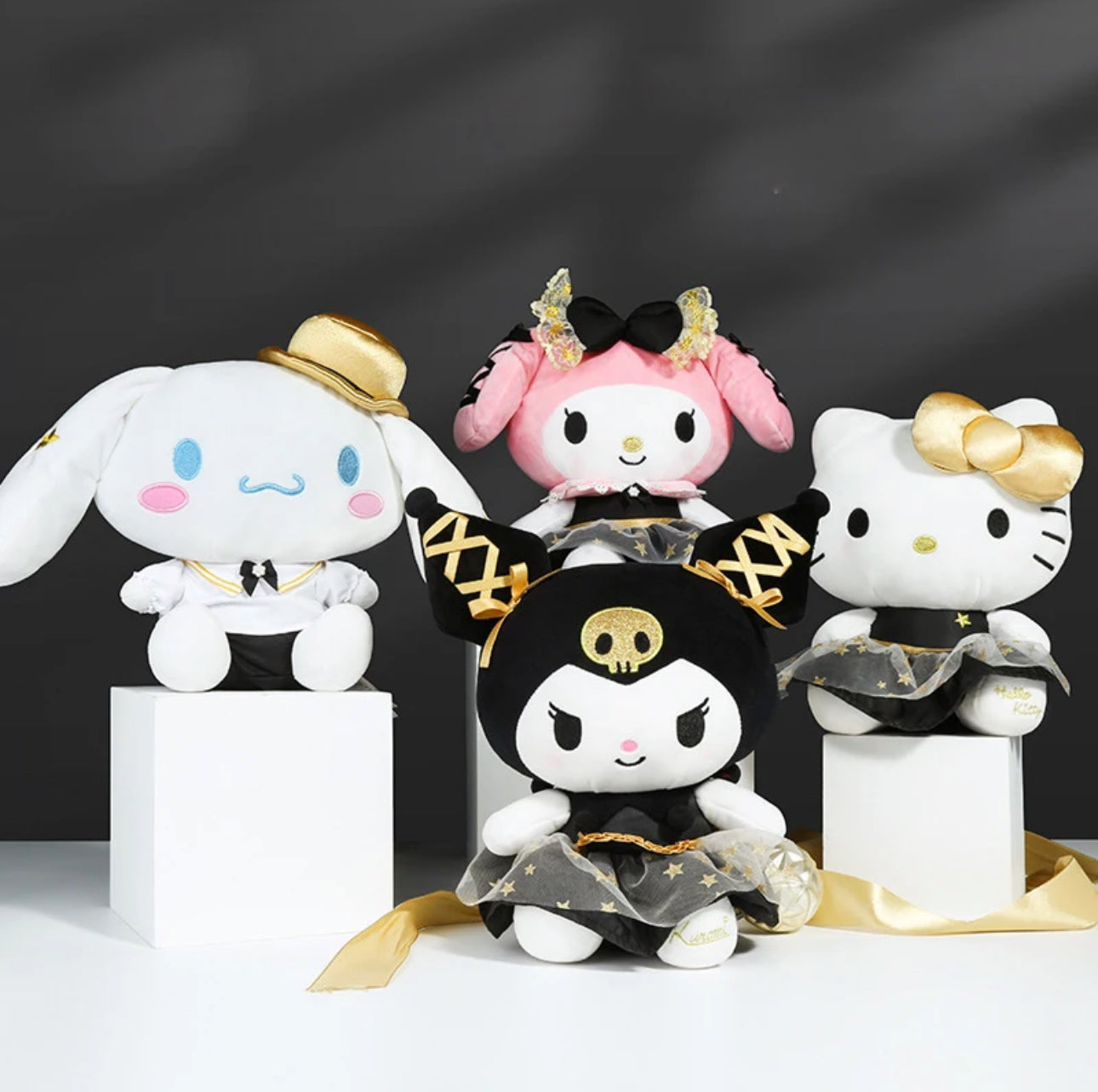Kawaii Black and gold Kitty and Friends plush