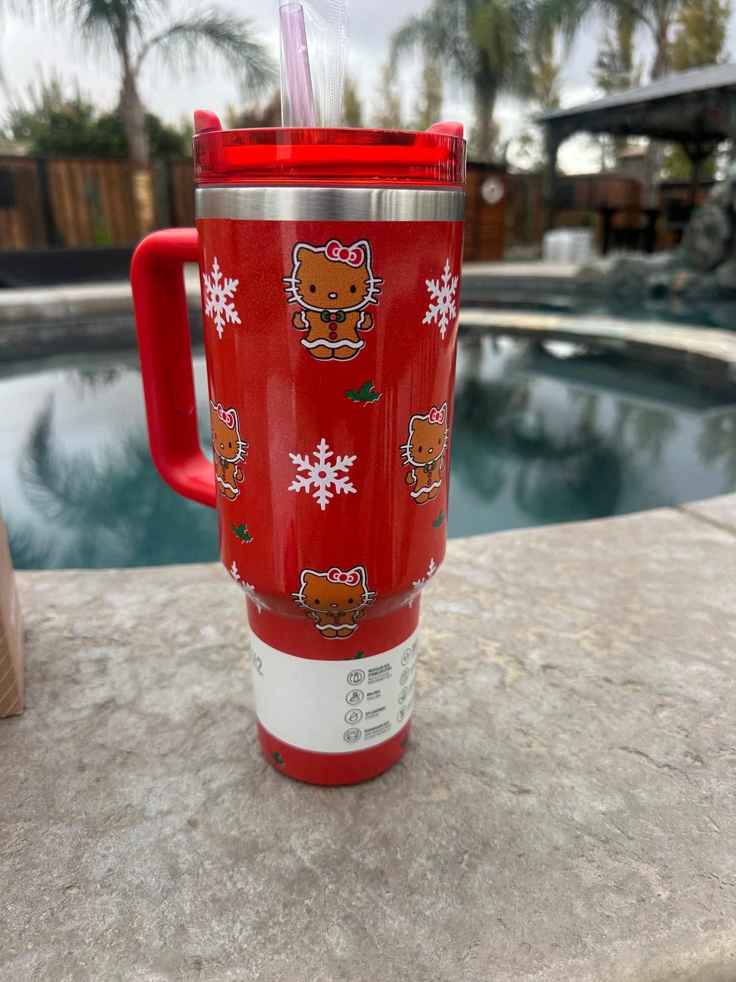 Hello Kitty X Stanley Inspired 40oz Christmas RED Gingerbread NEW STYLE!