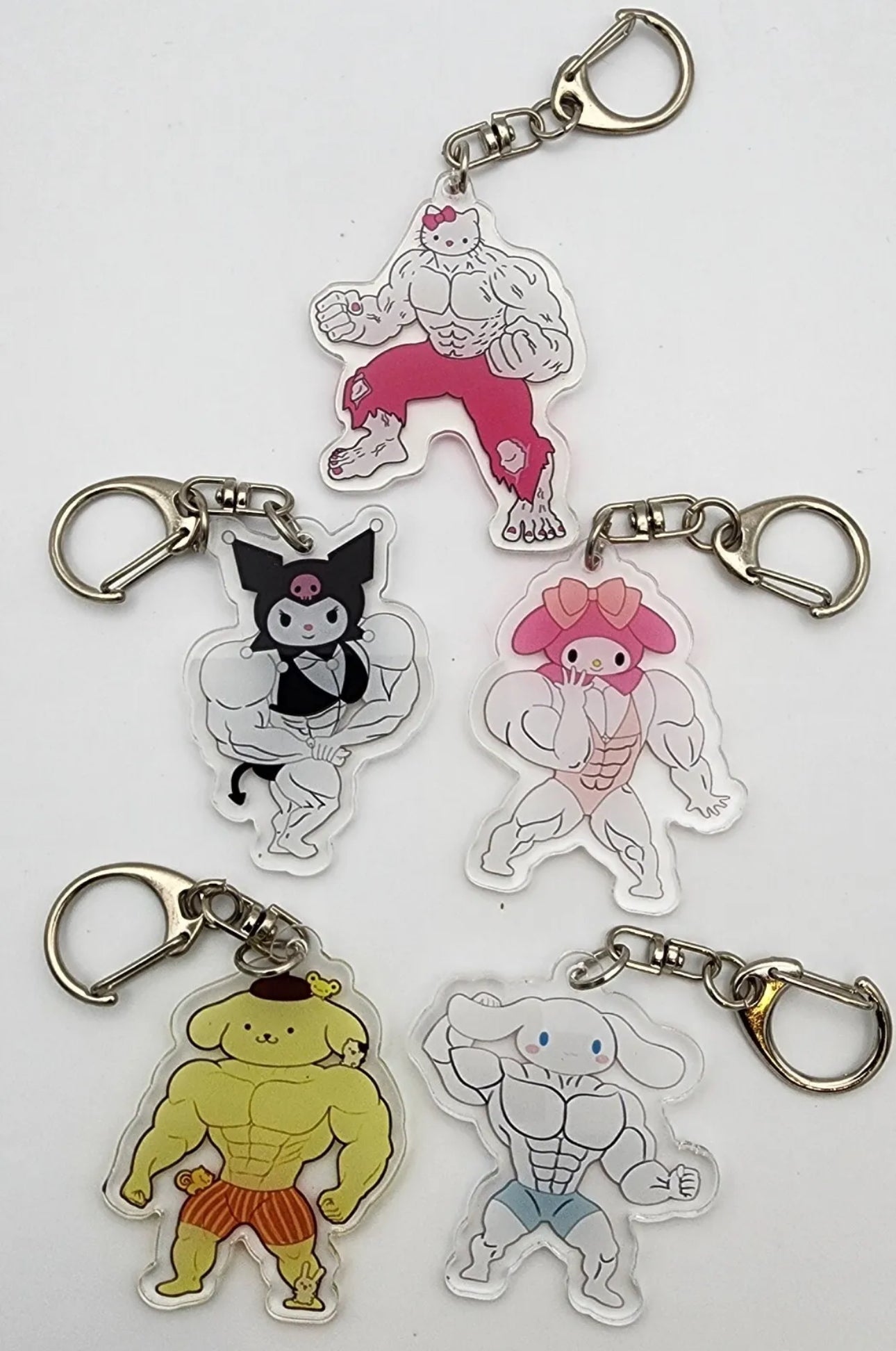 Buff Sanrio weightlifting keychain muscled | buff cinnamoroll | health | Gym | Strong | bodybuilder | body building |Acrylic Keychain (Various)