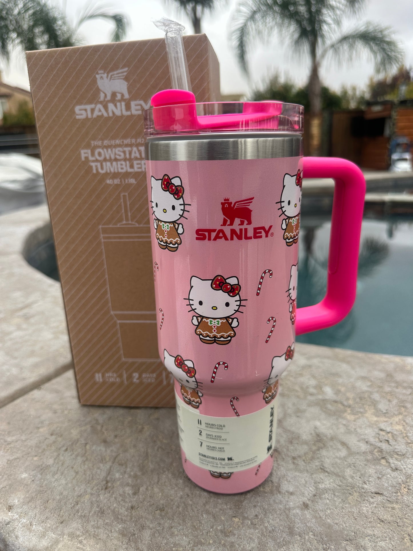 Hello Kitty X Stanley Inspired 40oz Christmas pink NEW STYLE!