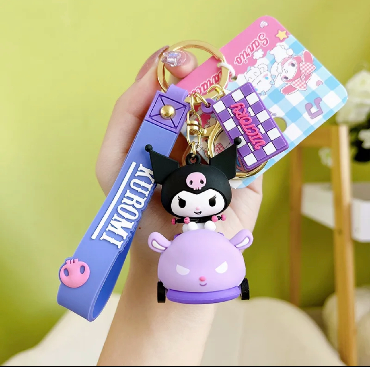 Sanrio Race Car with Rolling Wheels Keychains