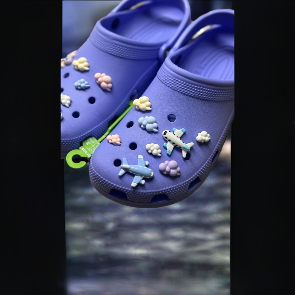 Airplane shoe charms | transportation | pilot | airplane | clouds | cloud shoe charms | flight | fly | Shoe charms | charms | aviation