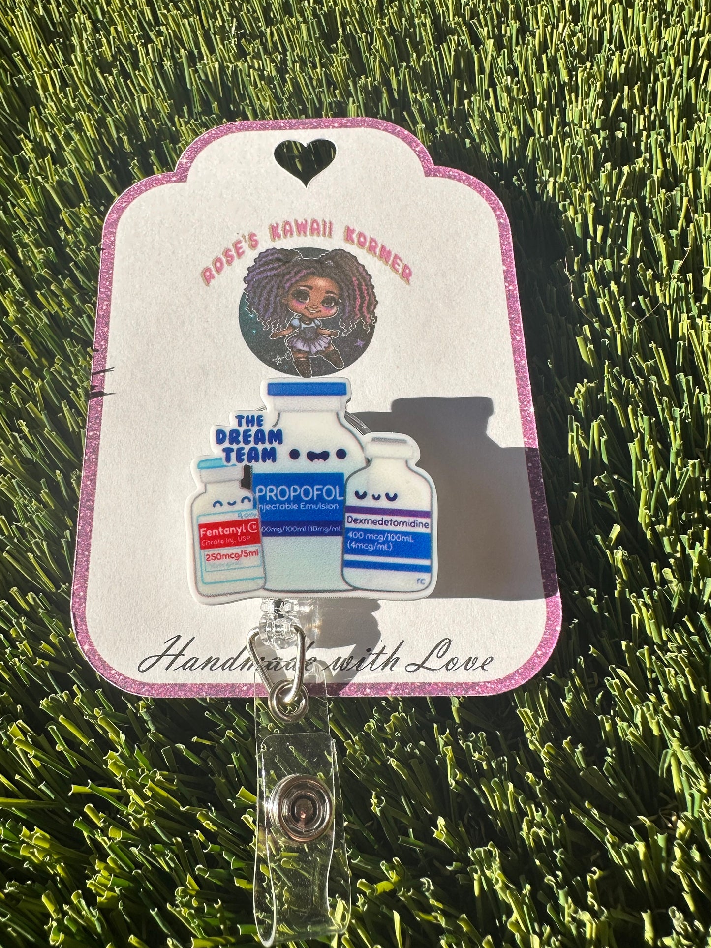 Retractable badge reel | Kawaii | Nurse | RN | Id holder | badge pull | Dental assistant | X-ray tech | Super hero nurse | pharmacist | ID |