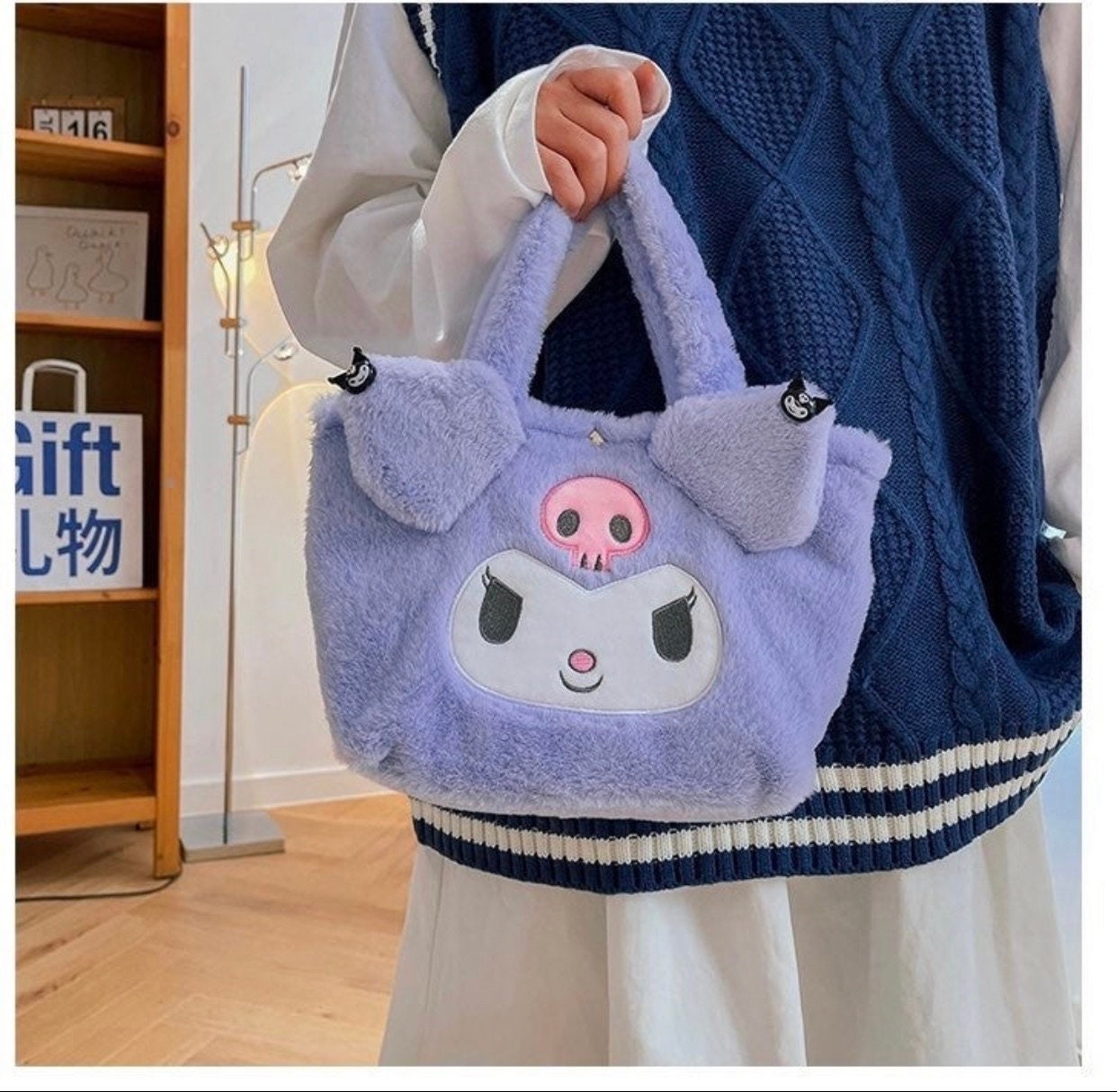 Sanriod Soft Fluffy Bags (Various!) | my melody | Kuromi | Easter basket | gift for girls | fluffy soft | Kawaii | pastel bag | Cinnmoroll