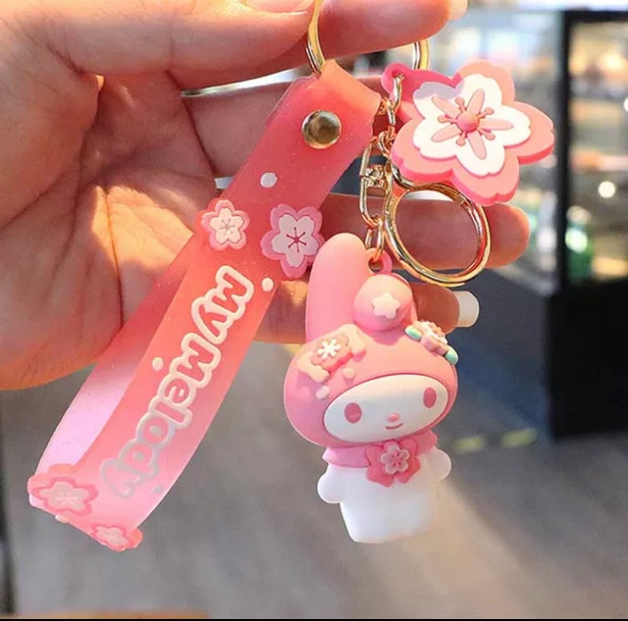 Sakura | Cherry Blossom | Pink | Pastel | kawaii | Cute | keychains | Gifts for girls | Pompompurin | Melody | Soft pink |