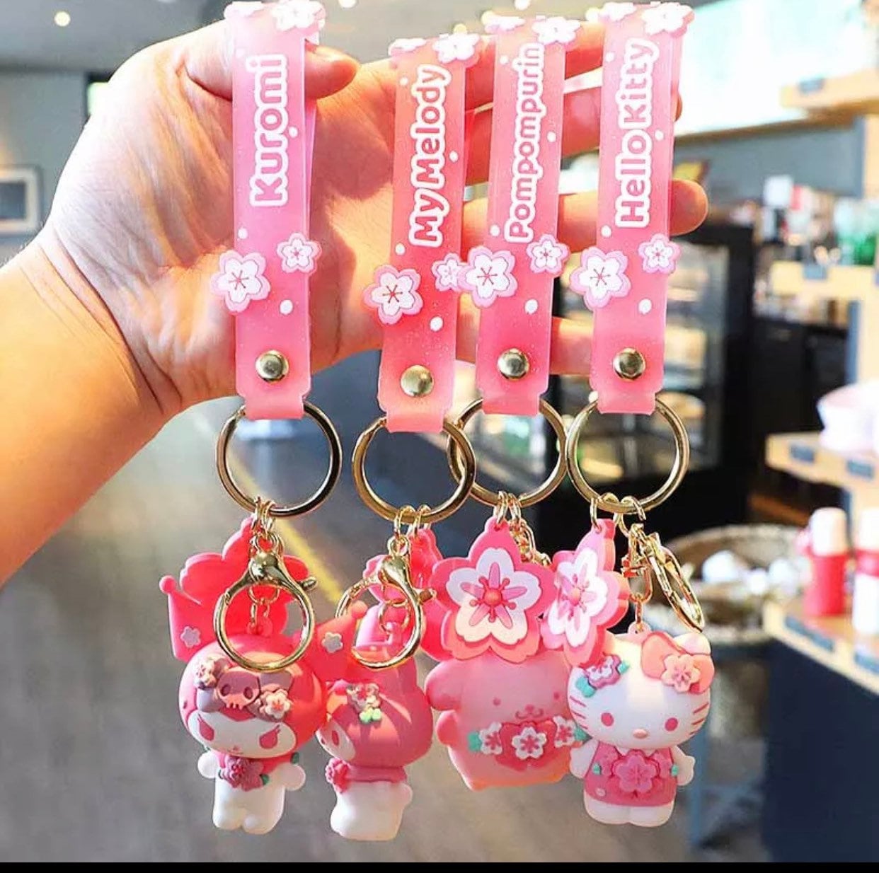 Sakura | Cherry Blossom | Pink | Pastel | kawaii | Cute | keychains | Gifts for girls | Pompompurin | Melody | Soft pink |