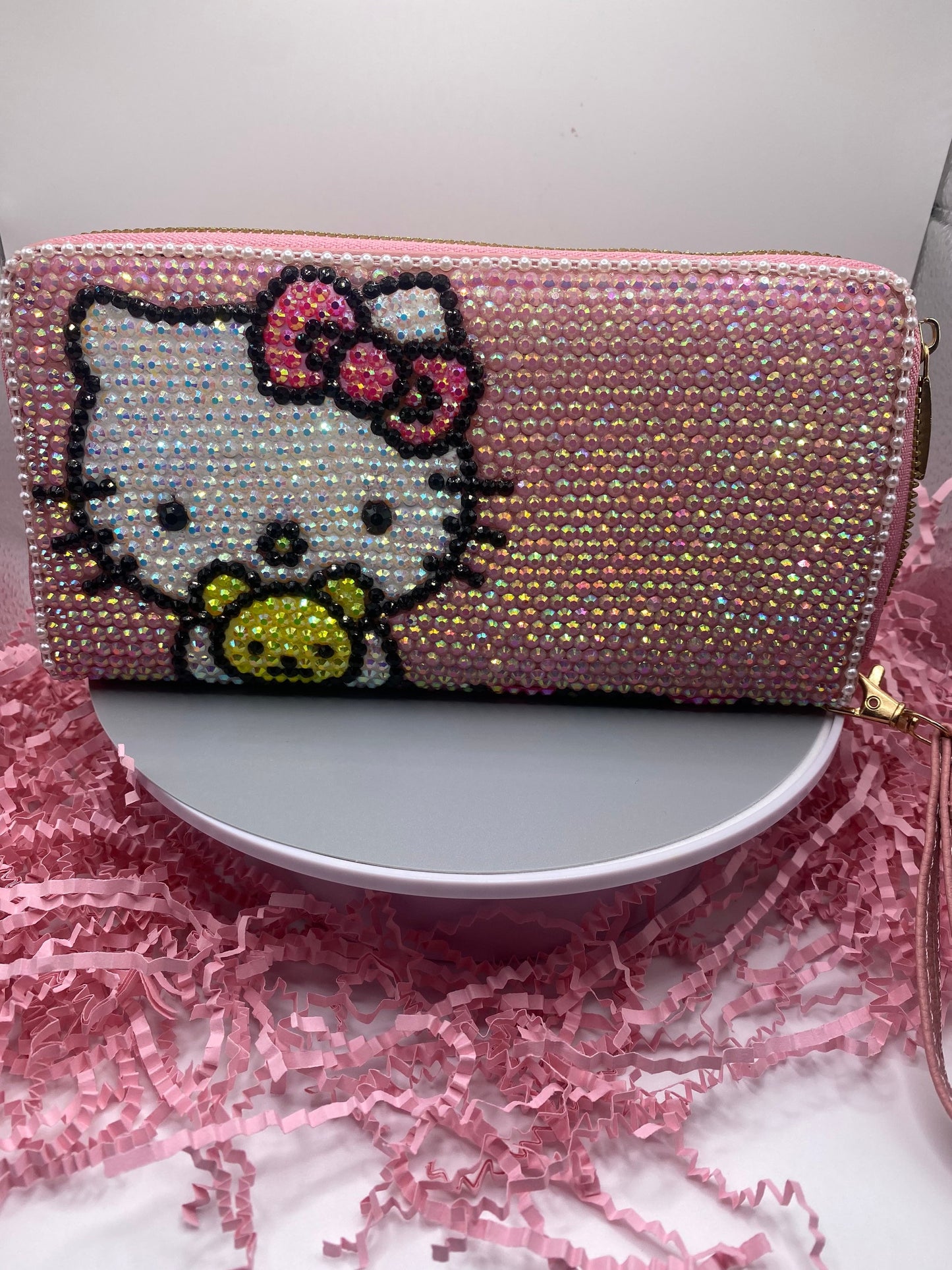 Kitty | bling| crystals | gifts for her| Kuromi | long wallet | kawaii | Pink diamonds | encrusted| Sanriod | pastel | clutch