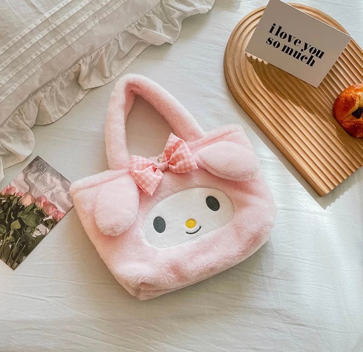 Sanriod Soft Fluffy Bags (Various!) | my melody | Kuromi | Easter basket | gift for girls | fluffy soft | Kawaii | pastel bag | Cinnmoroll