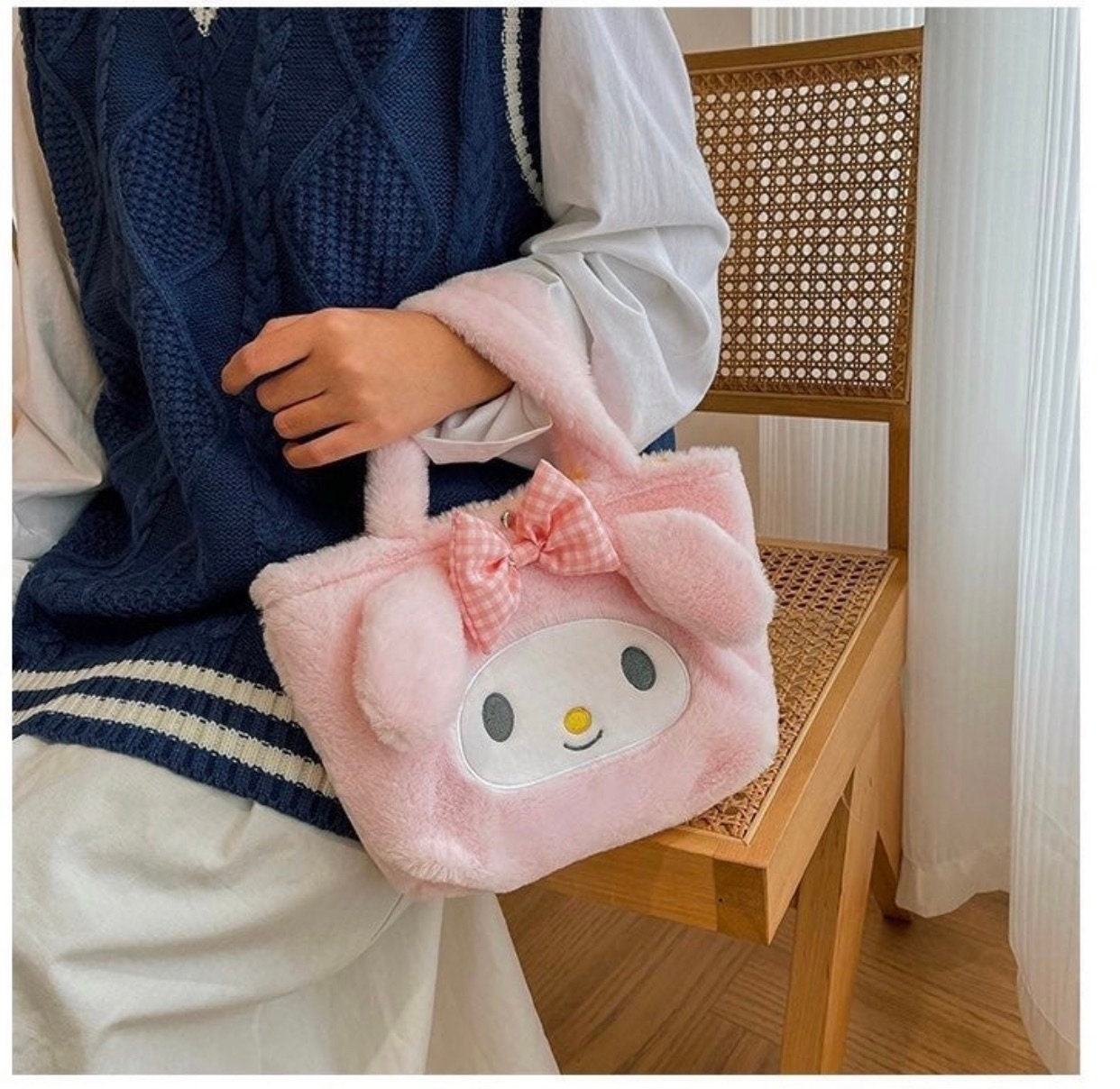 Sanriod Soft Fluffy Bags (Various!) | my melody | Kuromi | Easter basket | gift for girls | fluffy soft | Kawaii | pastel bag | Cinnmoroll