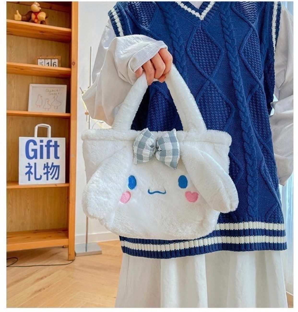 Sanriod Soft Fluffy Bags (Various!) | my melody | Kuromi | Easter basket | gift for girls | fluffy soft | Kawaii | pastel bag | Cinnmoroll