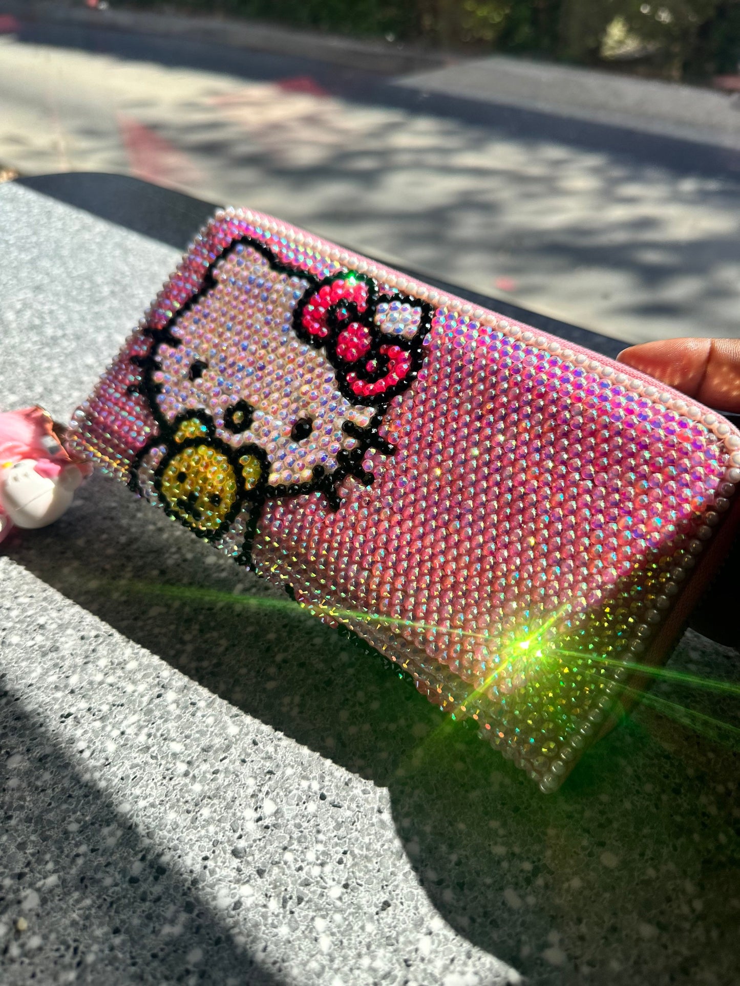 Kitty | bling| crystals | gifts for her| Kuromi | long wallet | kawaii | Pink diamonds | encrusted| Sanriod | pastel | clutch