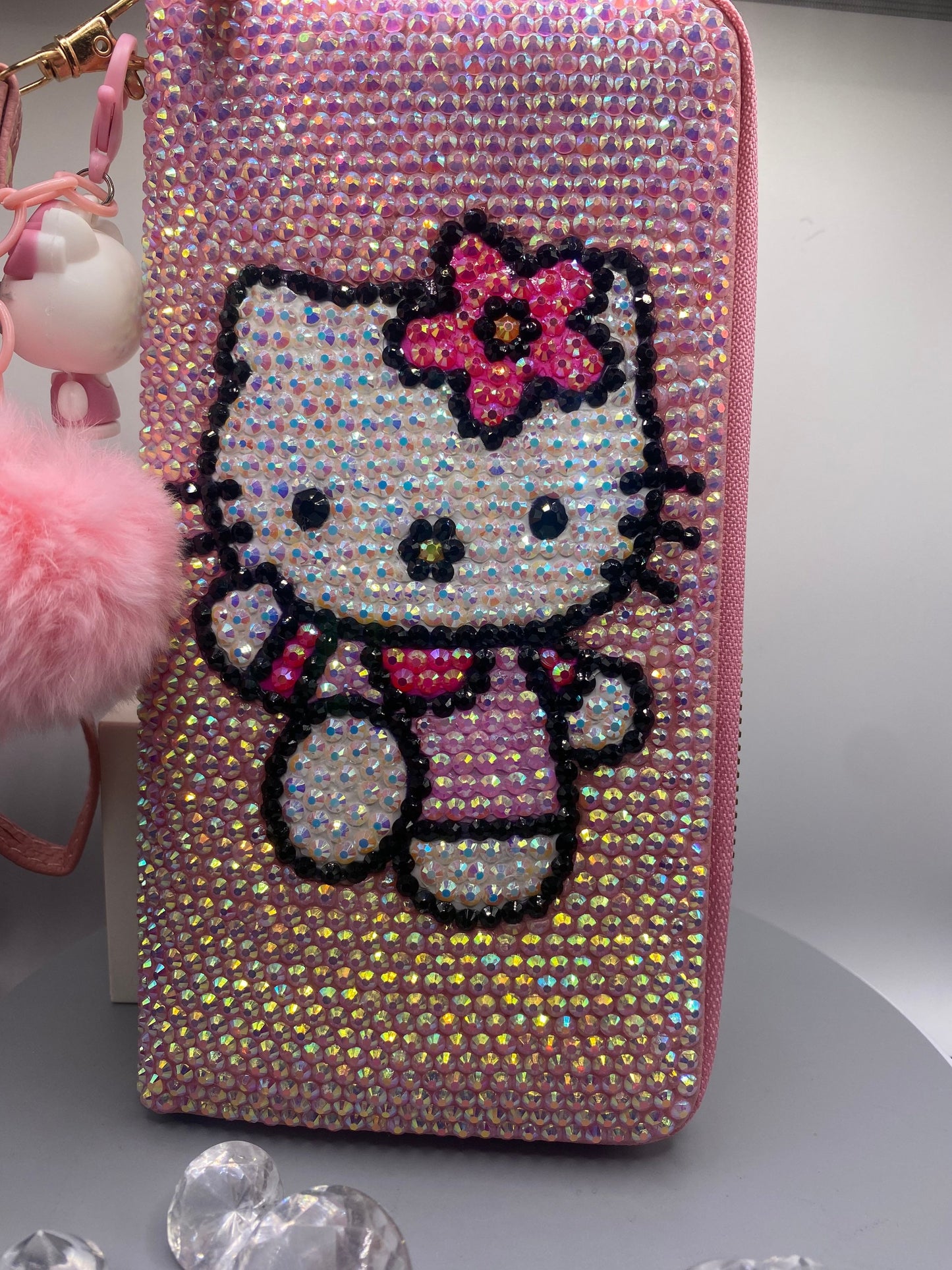 Kitty | bling| crystals | gifts for her| Kuromi | long wallet | kawaii | Pink diamonds | encrusted| Sanriod | pastel | clutch