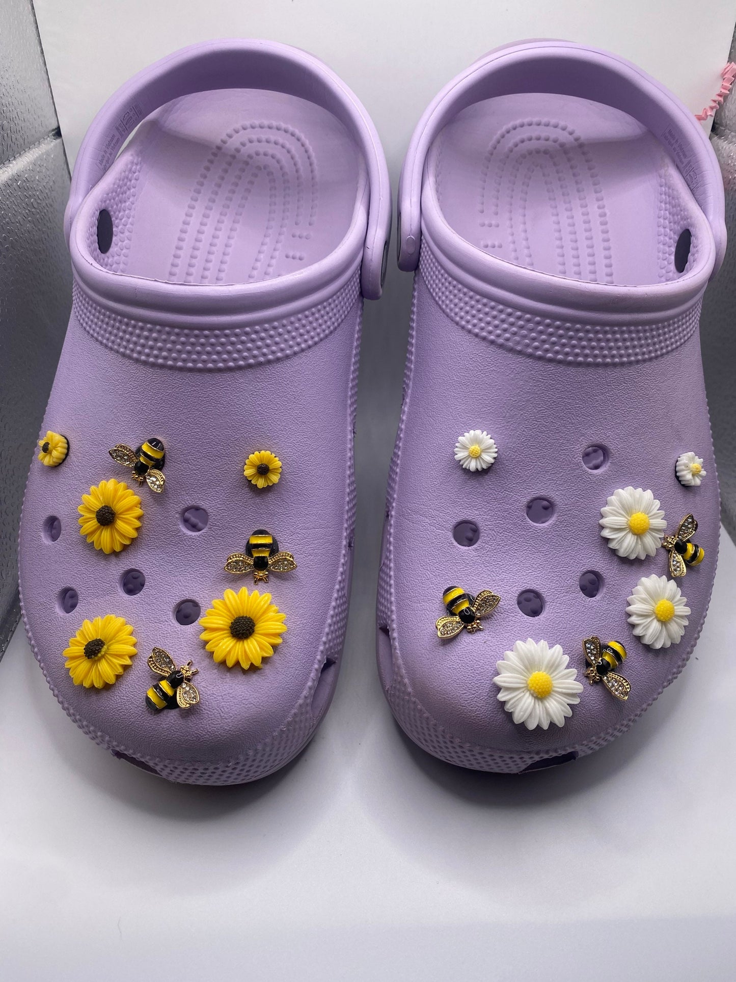 Sunflower and jewel bees shoe charm sets