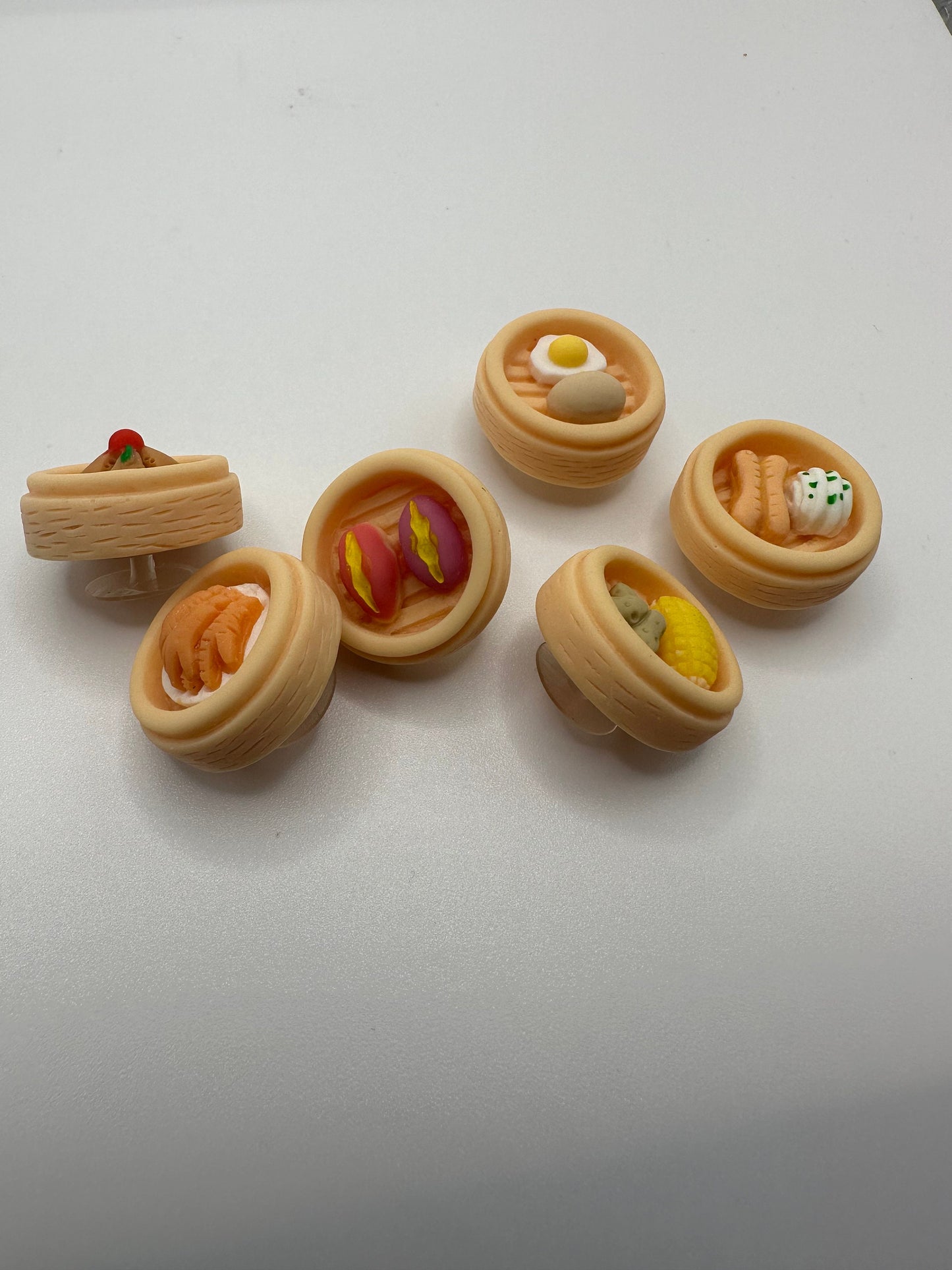 Miniature food | shoe Charms | bao | inspired | pork bun | Kawaii | Japan | 3D charms | Chicken feet | fried egg