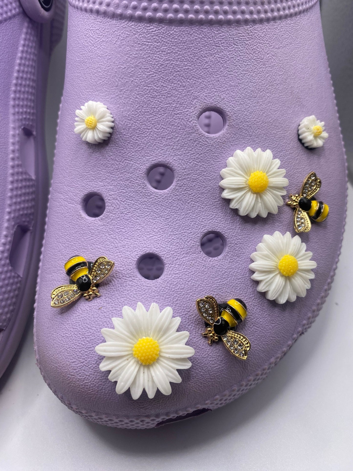 Sunflower and jewel bees shoe charm sets