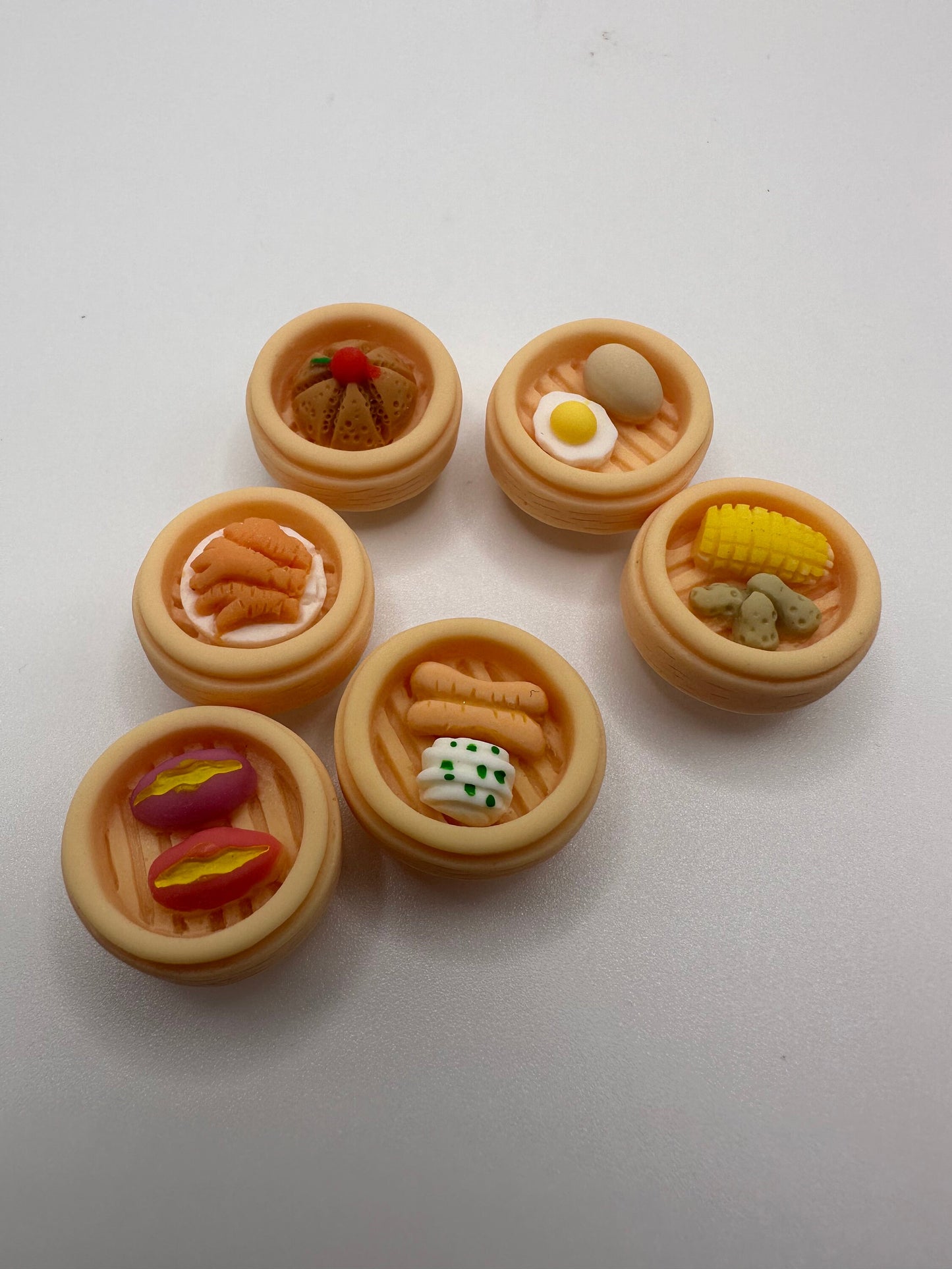 Miniature food | shoe Charms | bao | inspired | pork bun | Kawaii | Japan | 3D charms | Chicken feet | fried egg