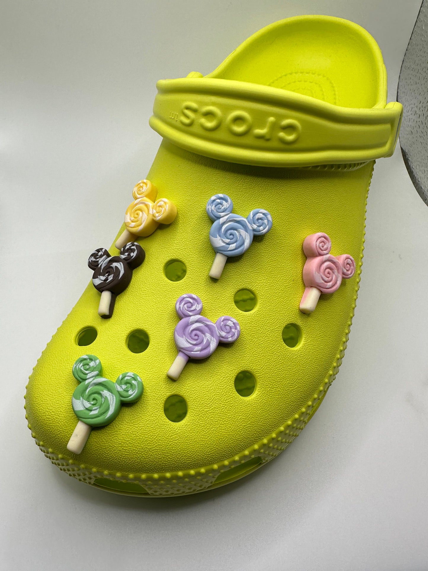 Mouse head candy lollipop shoe charms