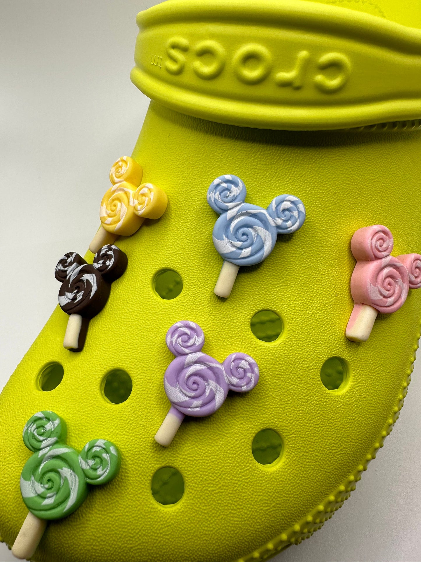 Mouse head candy lollipop shoe charms