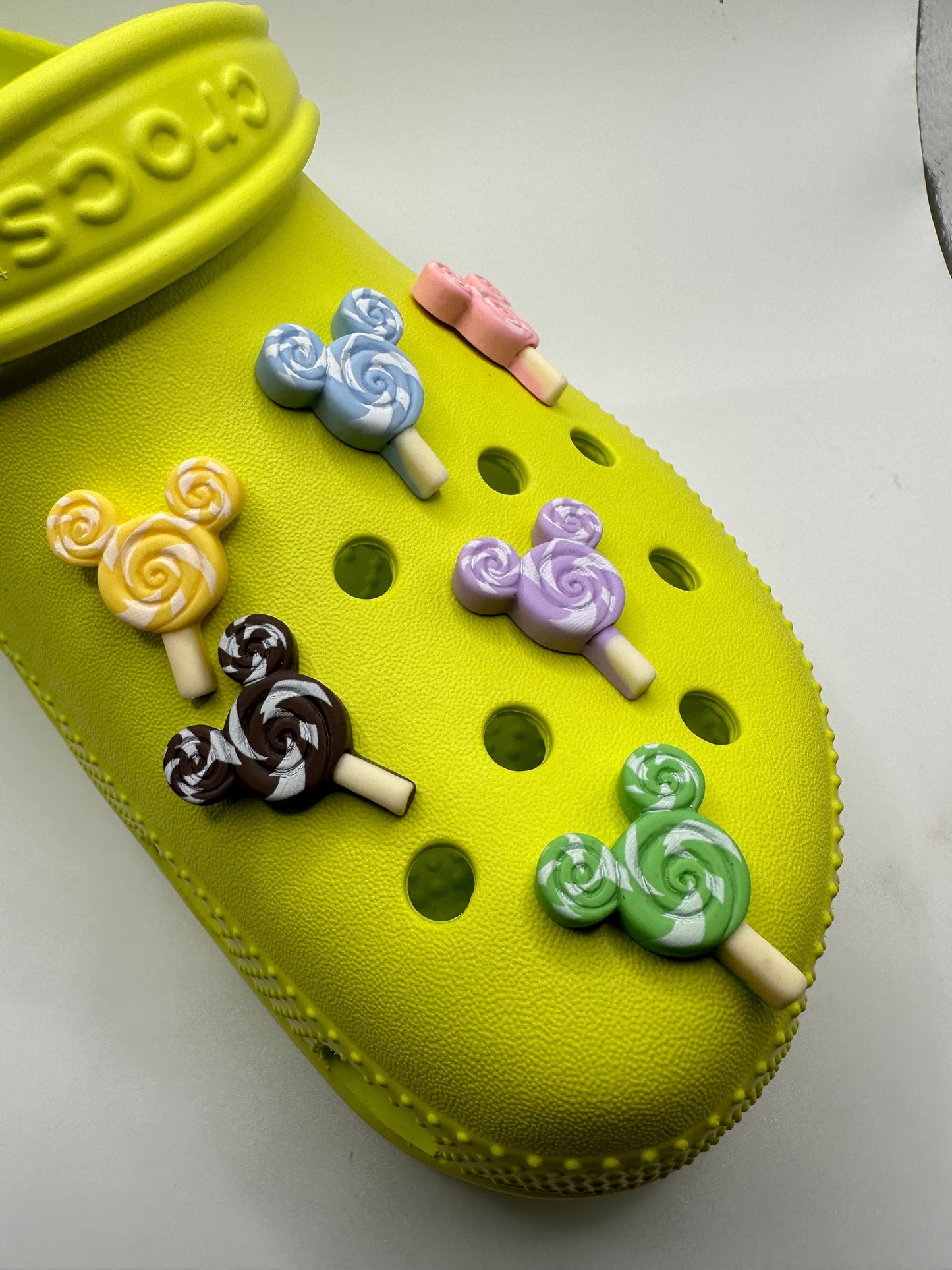 Mouse head candy lollipop shoe charms