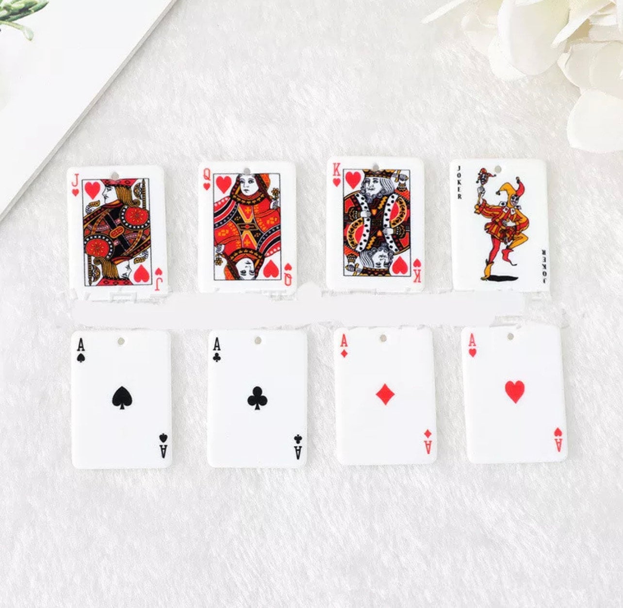 Card charms | Poker | Spades | Cards | go fish | Queen of hearts | Club | Joker | King | Ace | shoe Charms | resin |