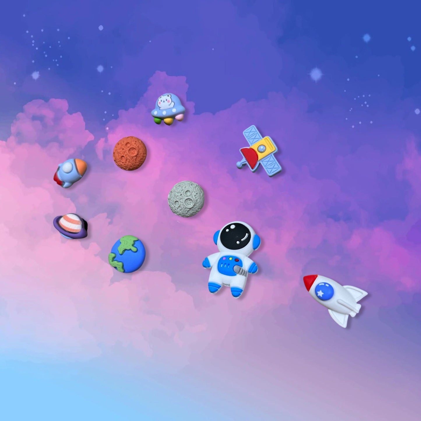 Shoe charms | Space| Outer space| Galaxy| Mars| Planet Earth| Astronaut| Space exploration| UFO| Gifts for boys |