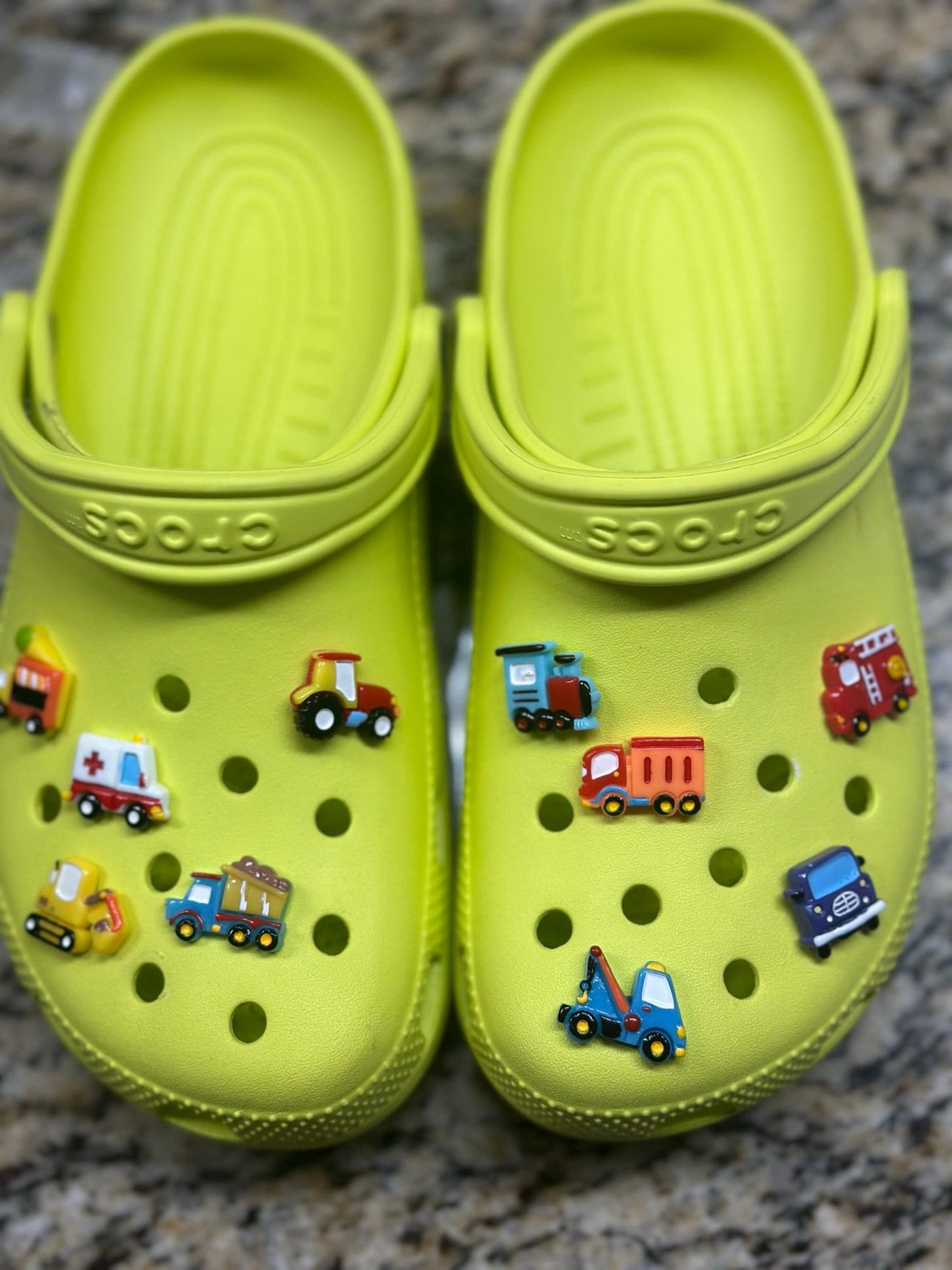 Shoe charms | Excavator| Cars| Dump truck| Tow truck| Ice cream truck| Gifts for boys| fire truck | locomotive | trains |