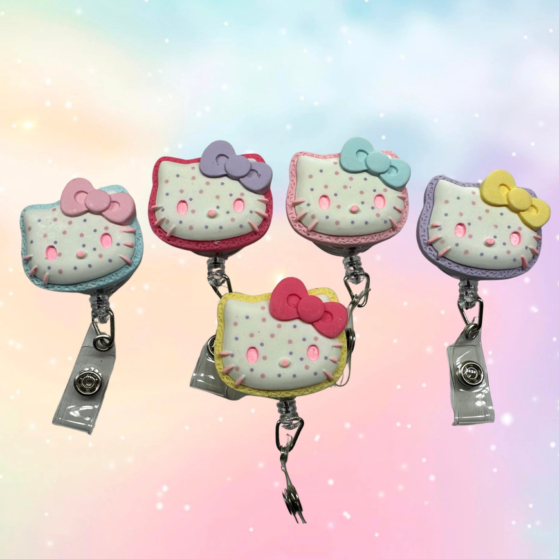 retractable badge reel | kitty | pastel |pop tart | nurse| Student| Dental assistant| cookie | Kawaii| cute | Kuromi | Sanriod | RN |
