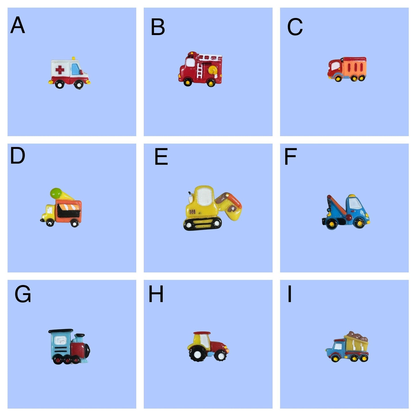 Shoe charms | Excavator| Cars| Dump truck| Tow truck| Ice cream truck| Gifts for boys| fire truck | locomotive | trains |