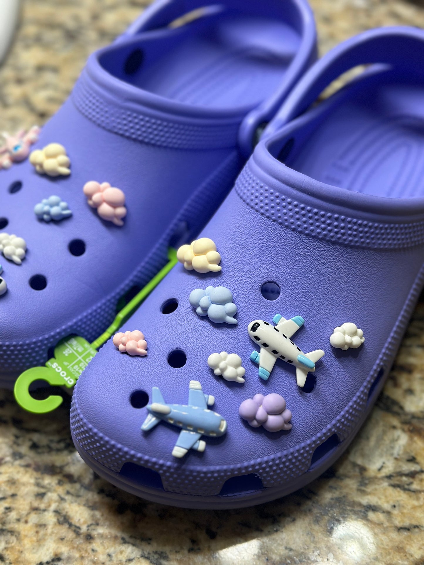 Airplane shoe charms | transportation | pilot | airplane | clouds | cloud shoe charms | flight | fly | Shoe charms | charms | aviation