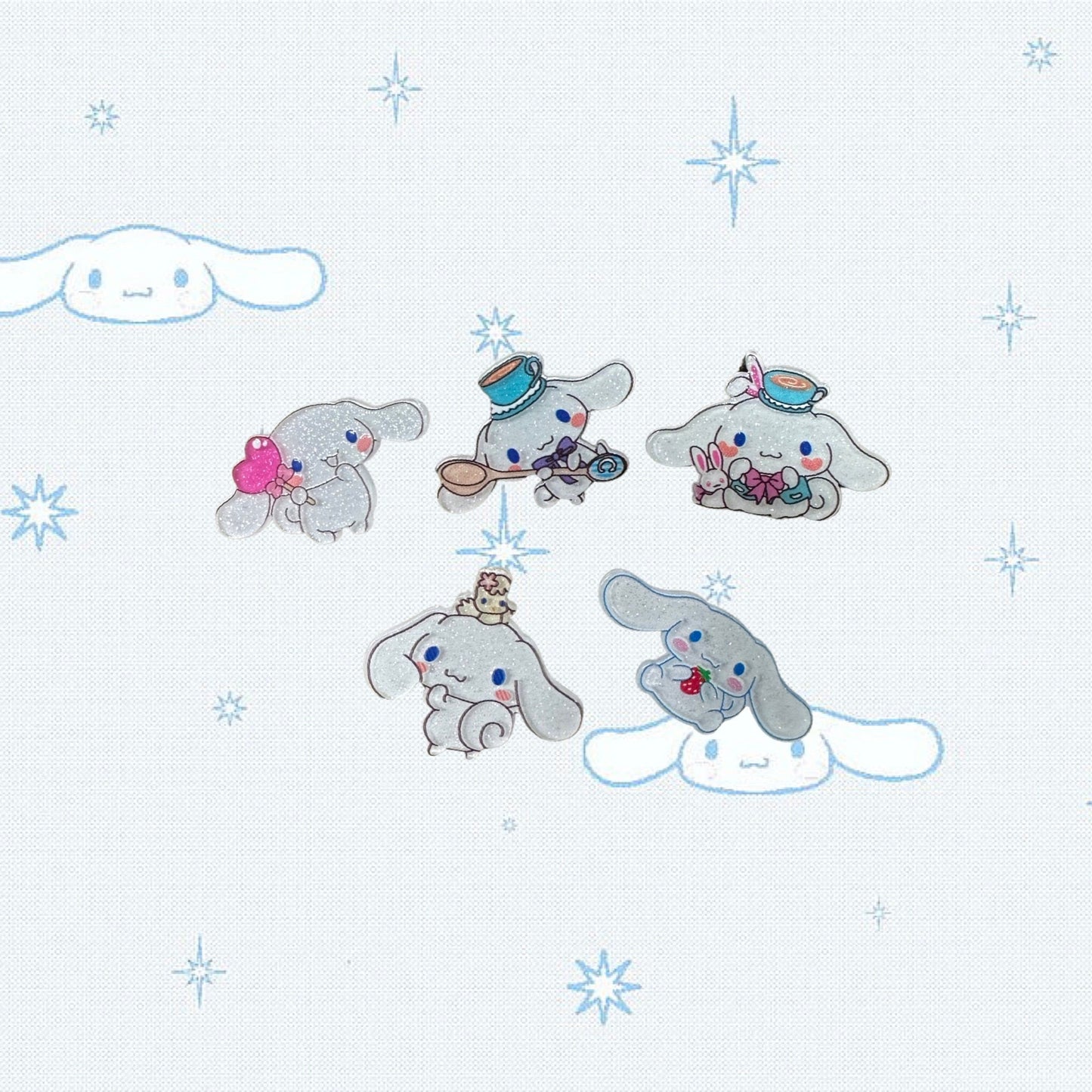 Glitter shoe charms | cinnamon | kawaii | yugi dog | glitter acrylic | acrylic shoe charms | sanri
