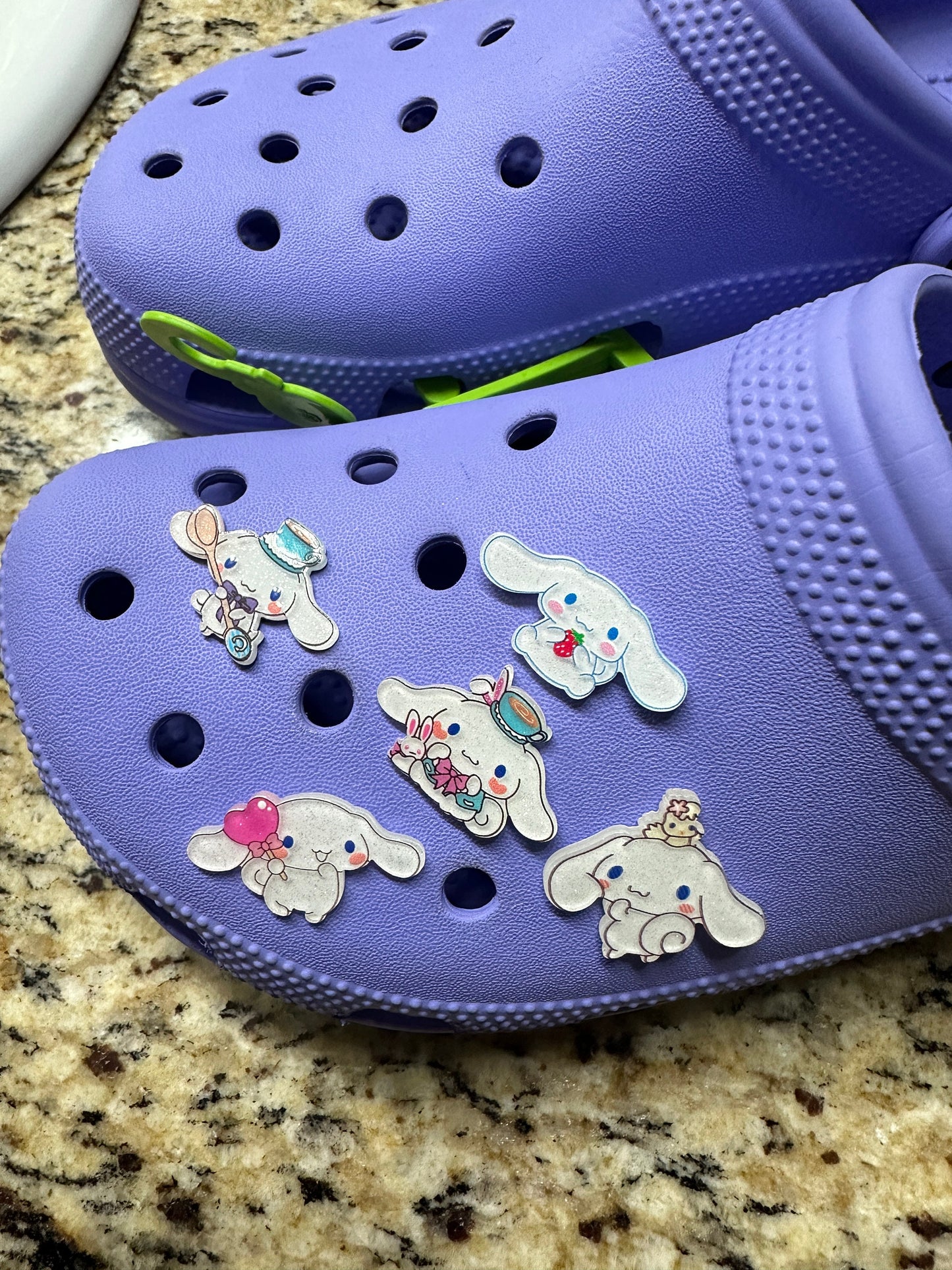 Glitter shoe charms | cinnamon | kawaii | yugi dog | glitter acrylic | acrylic shoe charms | sanri