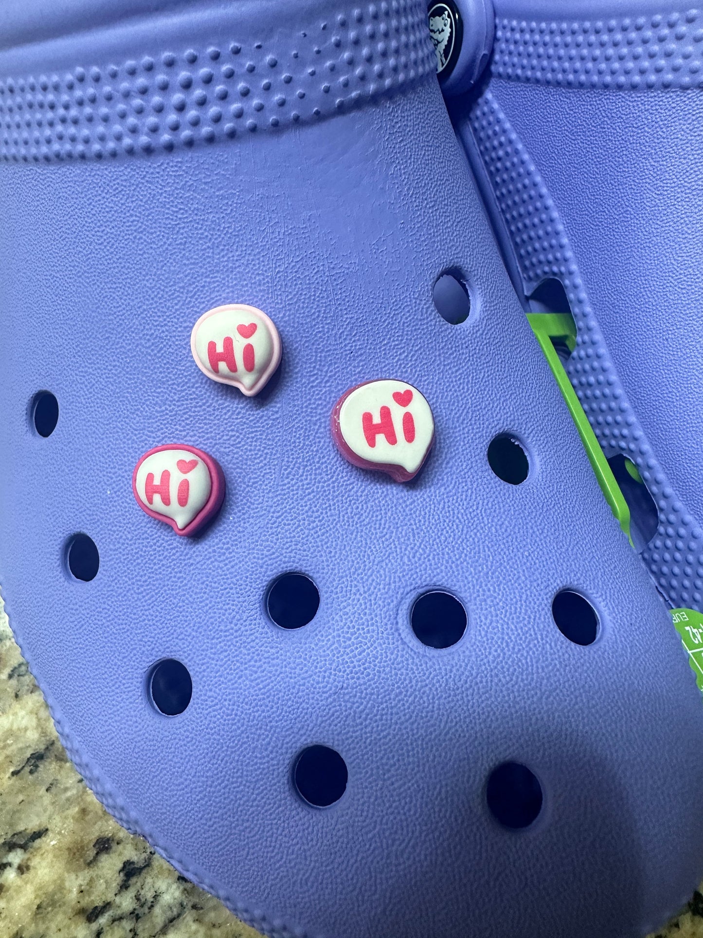 Hi! | Hi shoe charms | Hello | conversation starter | hi there shoe charms | unique charms | cute | cute Shoe charms