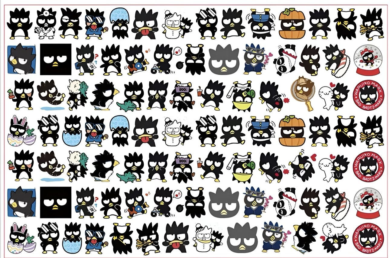 Random Bad pengu shoe charms | Chocolate kitty| bad Maru | shoe charms | kawaii | Black penguin | 1,3,5,10 pcs | Sanri | badtz | maru