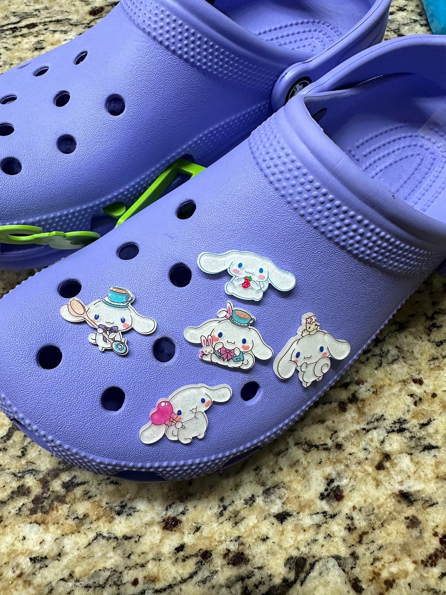 Glitter shoe charms | cinnamon | kawaii | yugi dog | glitter acrylic | acrylic shoe charms | sanri