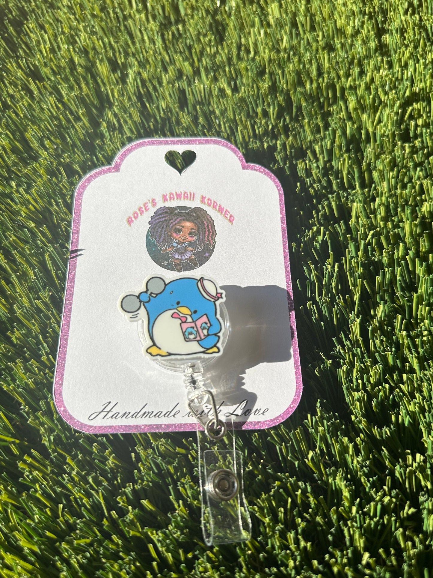 Retractable badge reel | Kawaii | Nurse | RN | Id holder | badge pull | Dental assistant | X-ray tech | tuxedo sam | penguin | blue bird |