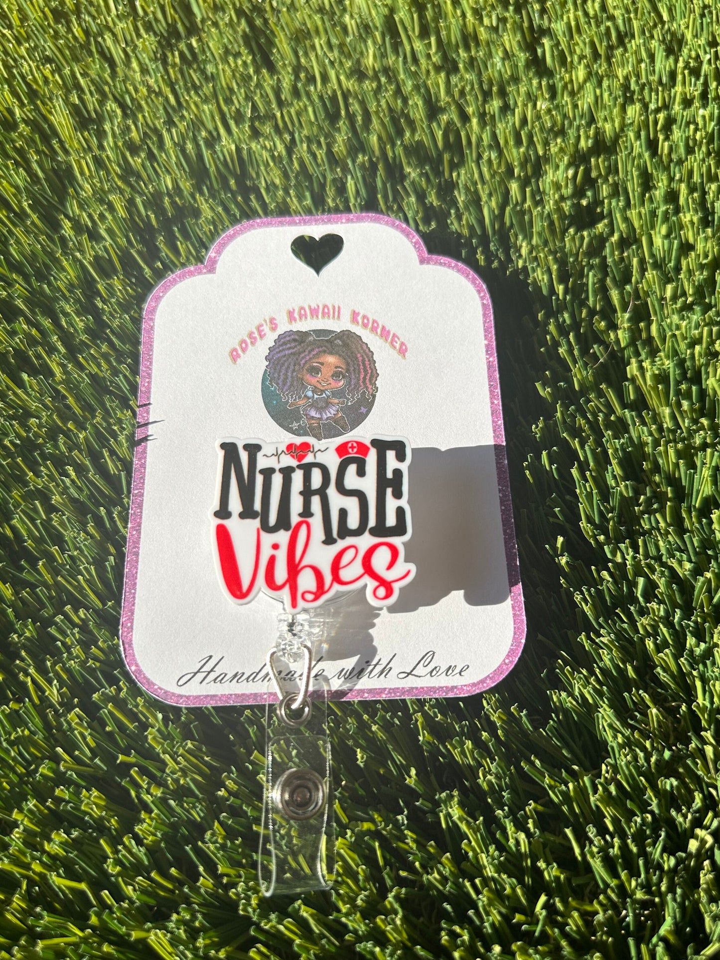Retractable badge reel | Kawaii | Nurse | RN | Id holder | badge pull | Dental assistant | X-ray tech | Super hero nurse | pharmacist | ID |