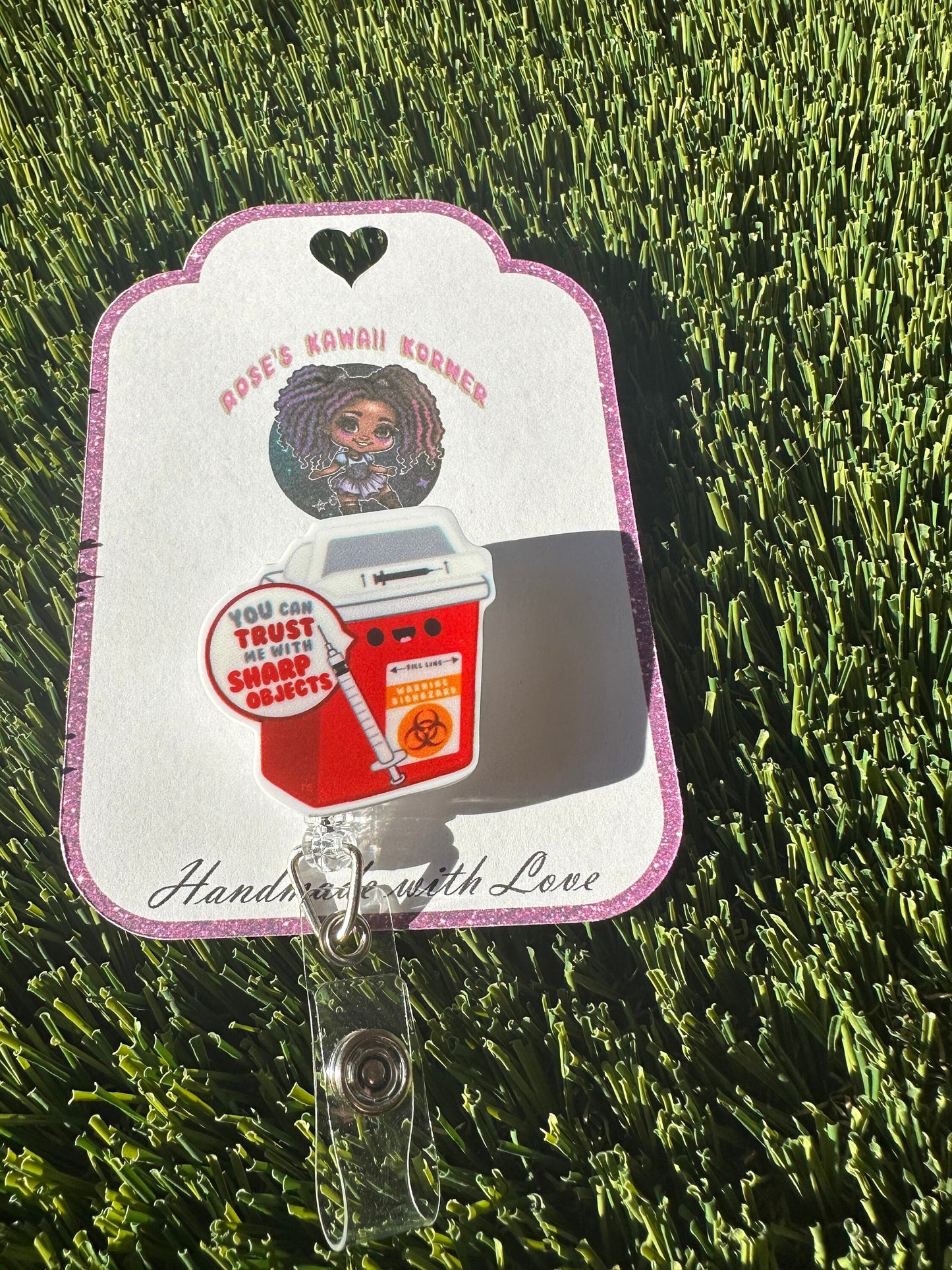 Retractable badge reel | Kawaii | Nurse | RN | Id holder | badge pull | Dental assistant | X-ray tech | Super hero nurse | pharmacist | ID |