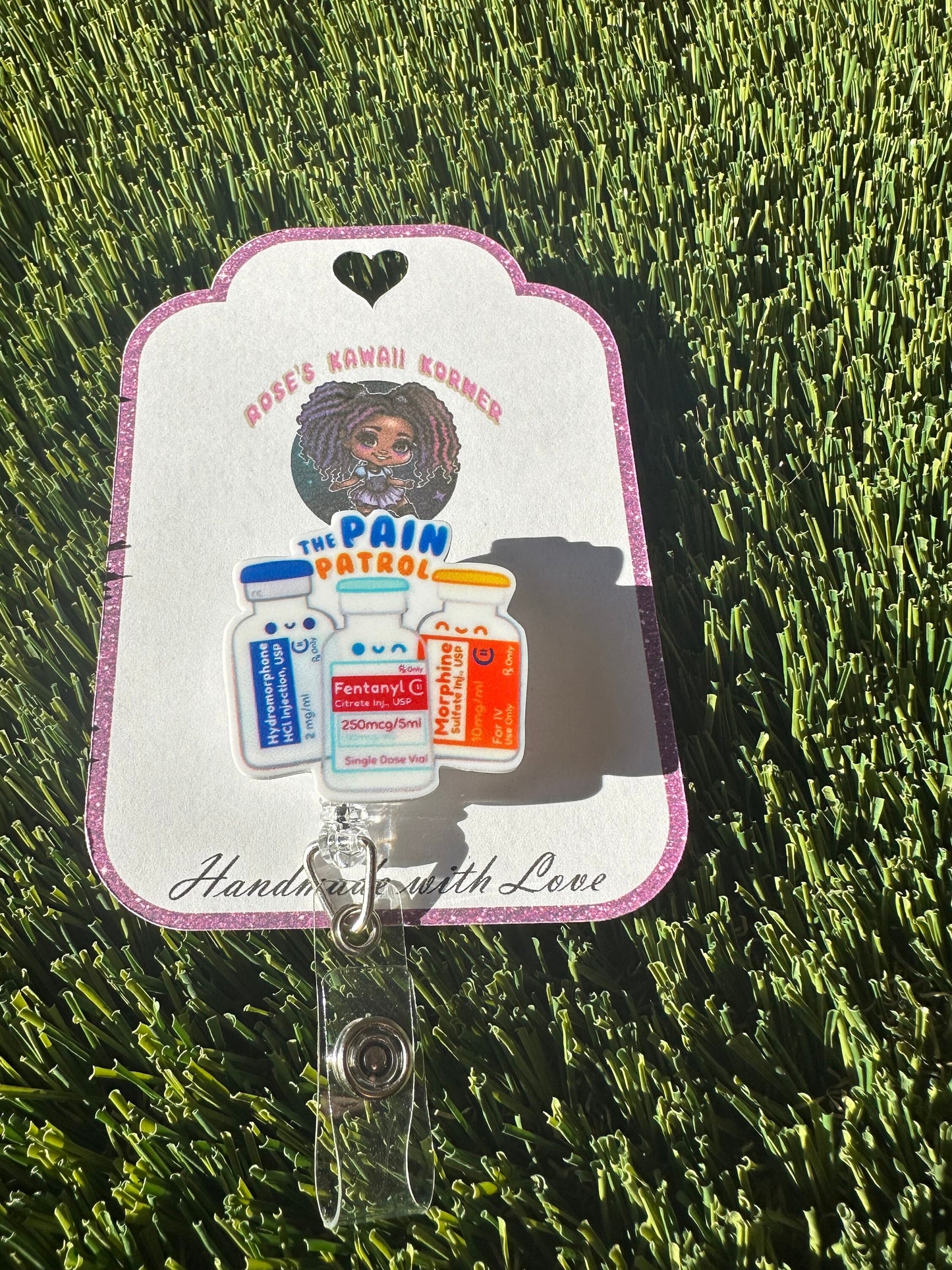 Retractable badge reel | Kawaii | Nurse | RN | Id holder | badge pull | Dental assistant | X-ray tech | Super hero nurse | pharmacist | ID |
