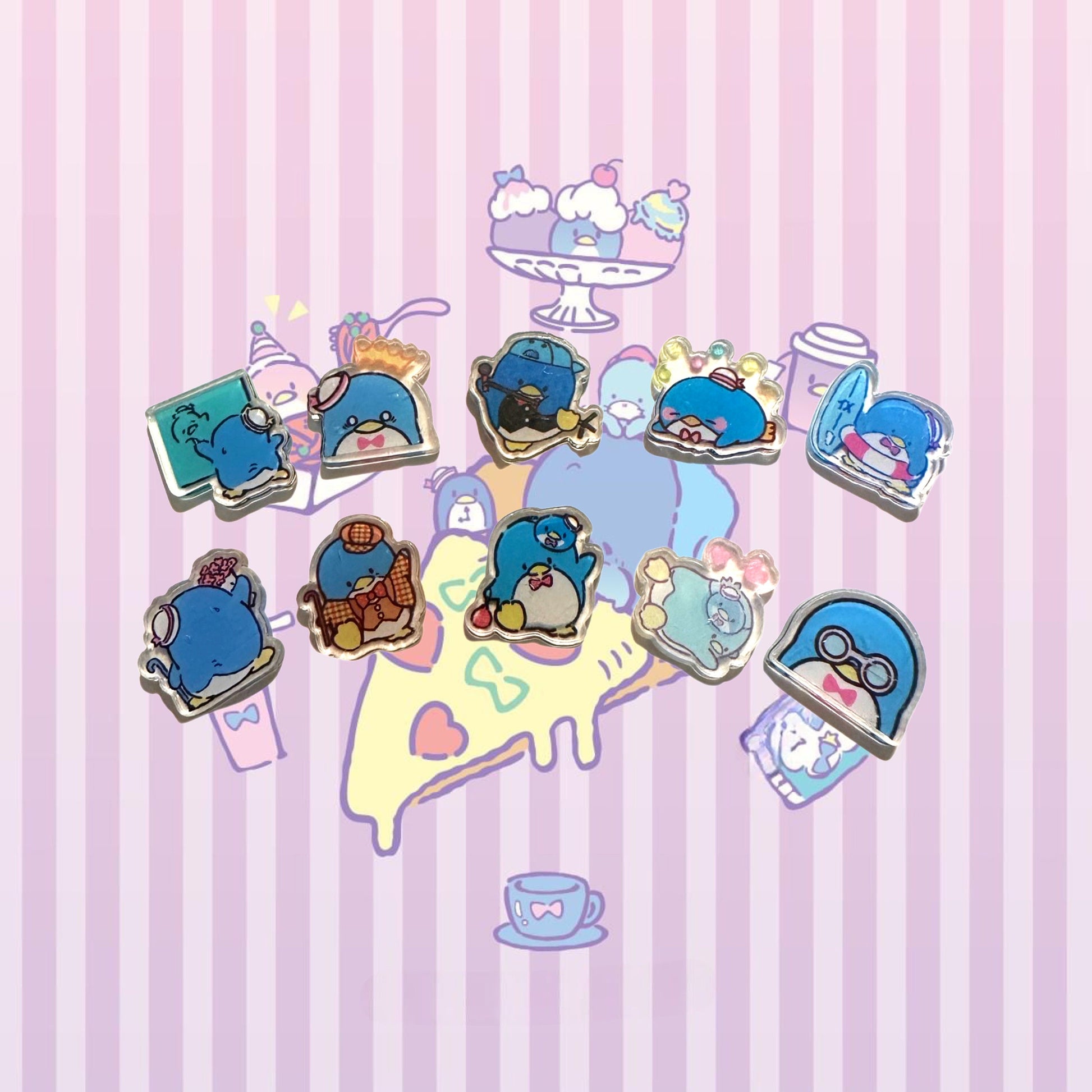 Random tuxedo shoe charms | tux sam | sleepy penguin | shoe charms | kawaii | blue penguin | 1,3,5,10 pcs | Sanri | Sam | tuxedo bird