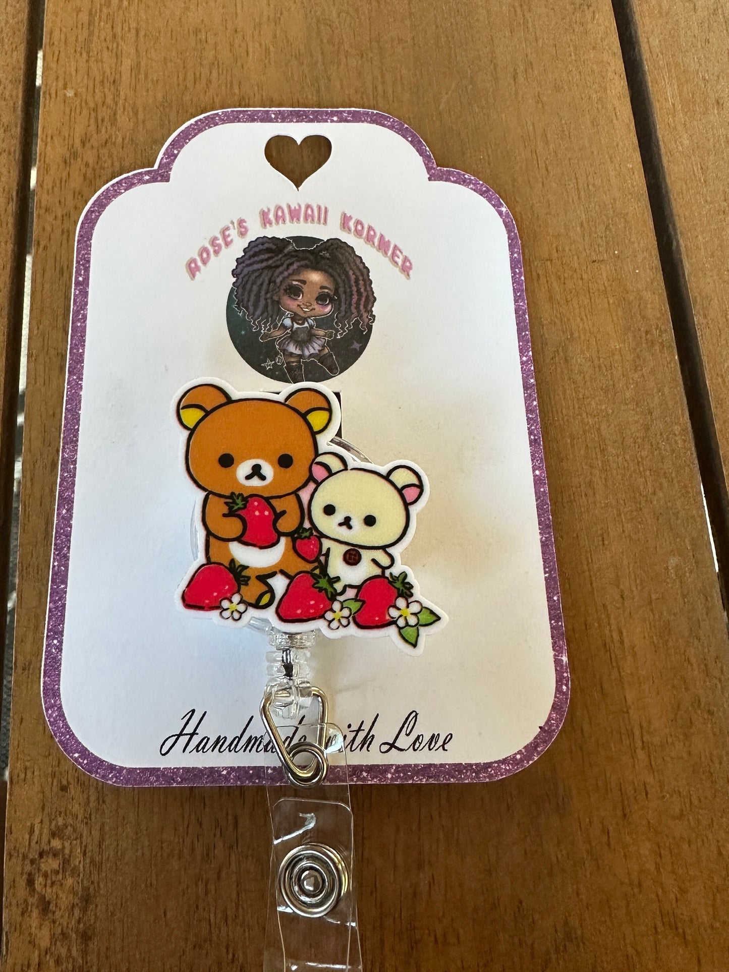 Kuma | Lazy bear | Brown Bear | Badge Reel| ID Holder | kumamon | Rila kkuma | Cute Bear | RN |Kawaii | Retractable| Accessory| Carabiner