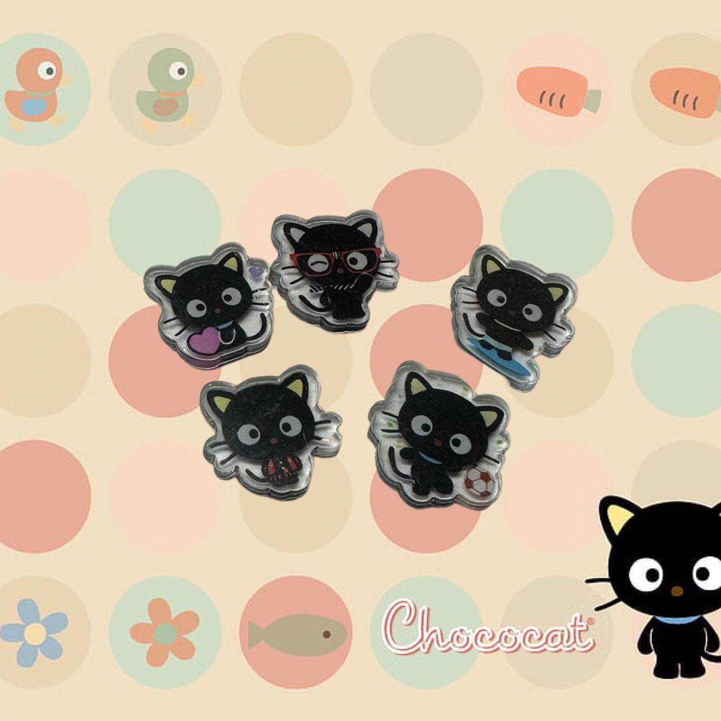 Random Choco ca shoe charms | Chocolate kitty| choccat | shoe charms | kawaii | Black cat | 1,3,5,10 pcs | Sanri | lucky cat | Black kitty|
