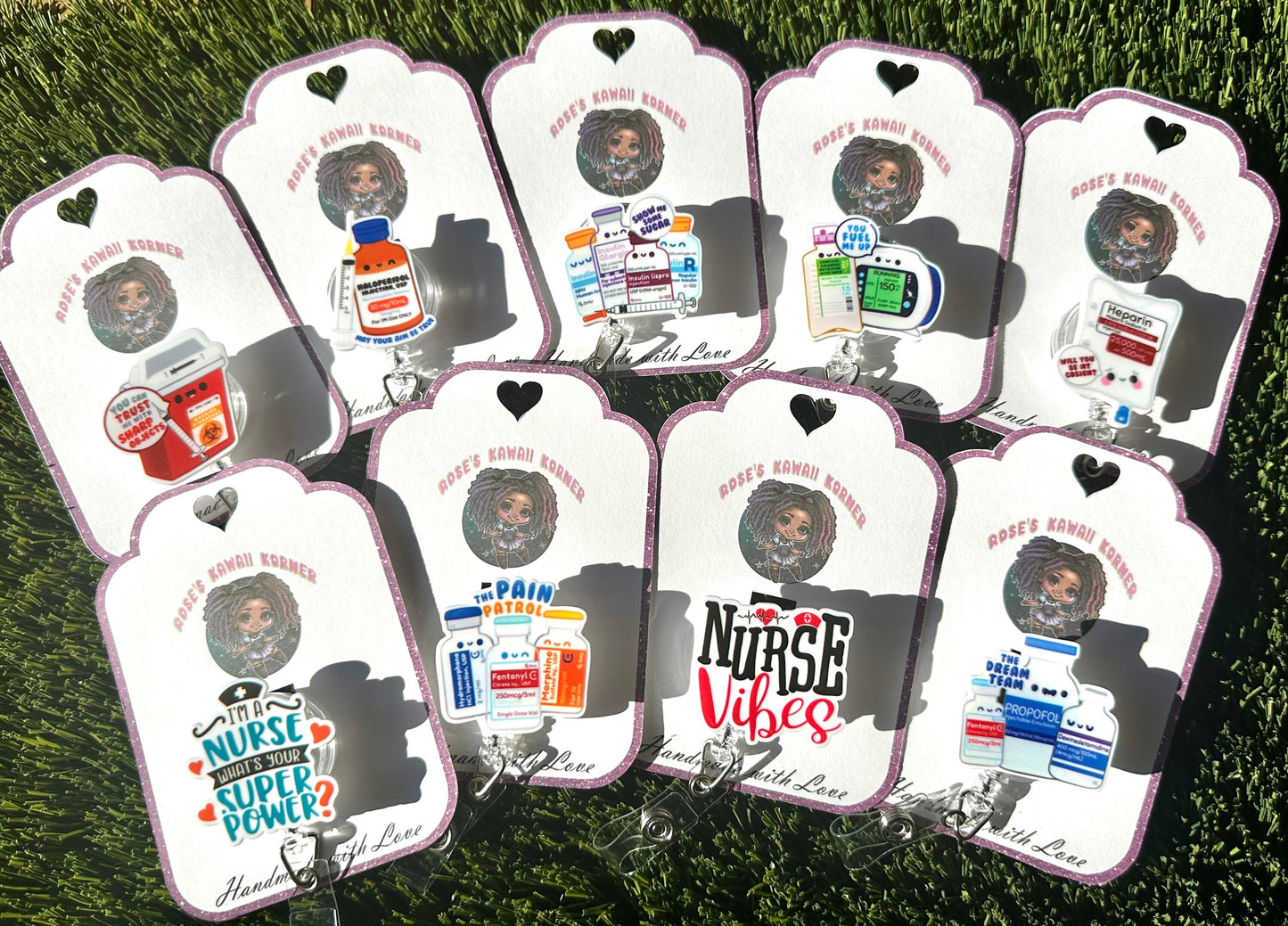 Retractable badge reel | Kawaii | Nurse | RN | Id holder | badge pull | Dental assistant | X-ray tech | Super hero nurse | pharmacist | ID |