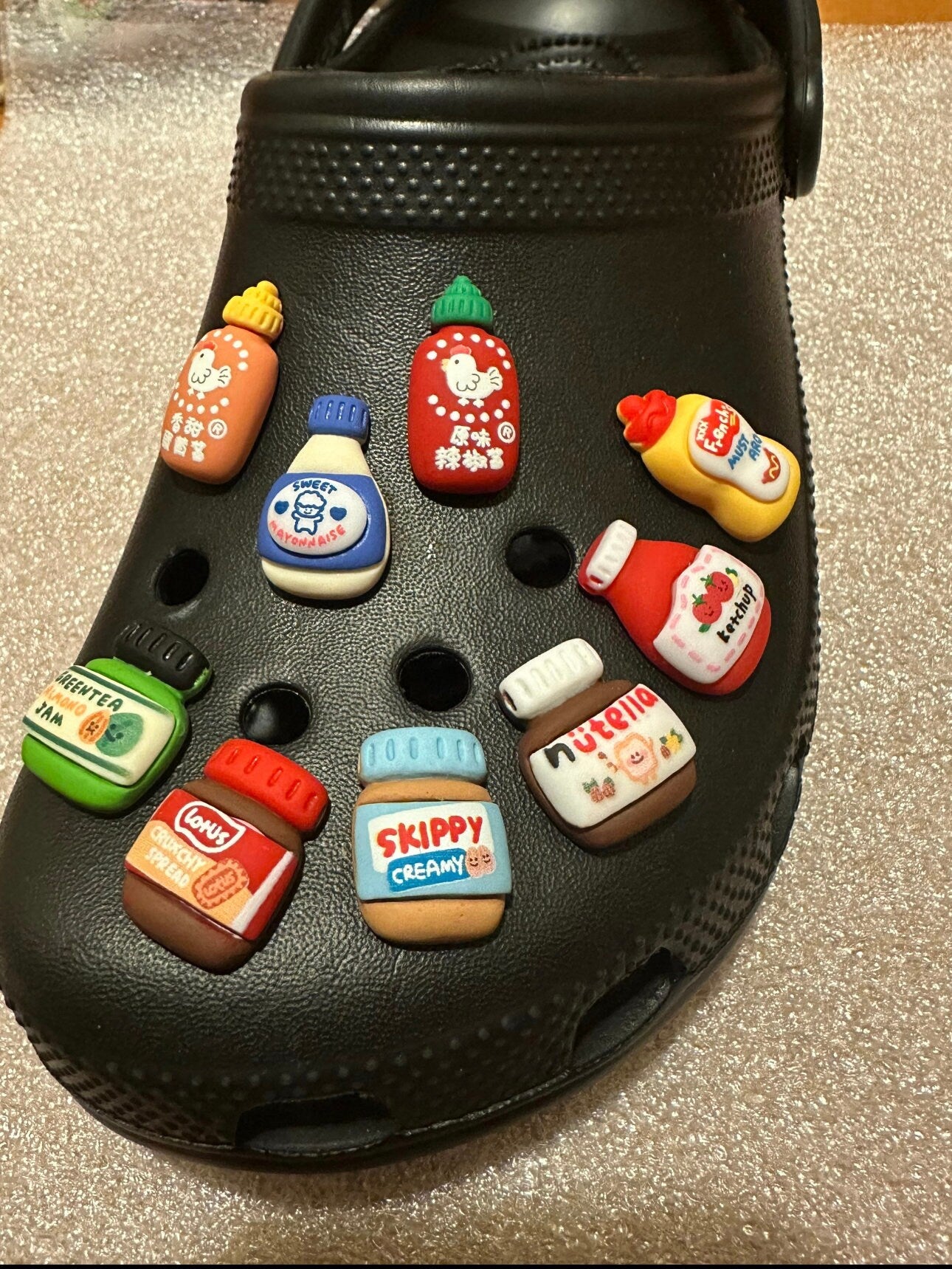 3D | Food shoe charms | 3D food charms | Sriracha | mustard | ketchup | Mayo | shoe charm | Kawaii | Shoe charms | Nutella