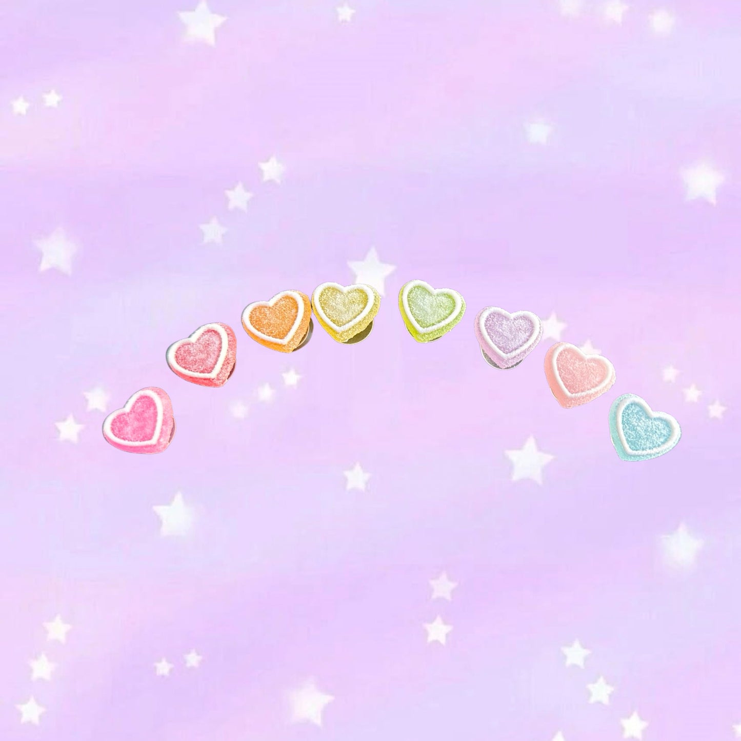 Jelly Sugar heart shoe charms | sugar dusted | candy| sweet hearts | Love | Shoe accessories | aesthetic | candycore | kandi |
